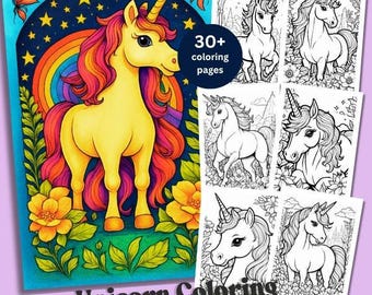 Unicorn Coloring Page: Detailed Fantasy Art (PDF Downloadable Printable)