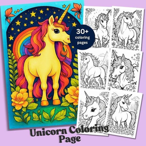 Unicorn Coloring Page Printable, Detailed Magical Fantasy Art for Kids and Adults, Perfect Birthday or Holiday Gift