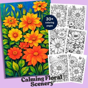 Flower Coloring Page Bundle: Intricate Floral Designs (PDF Download