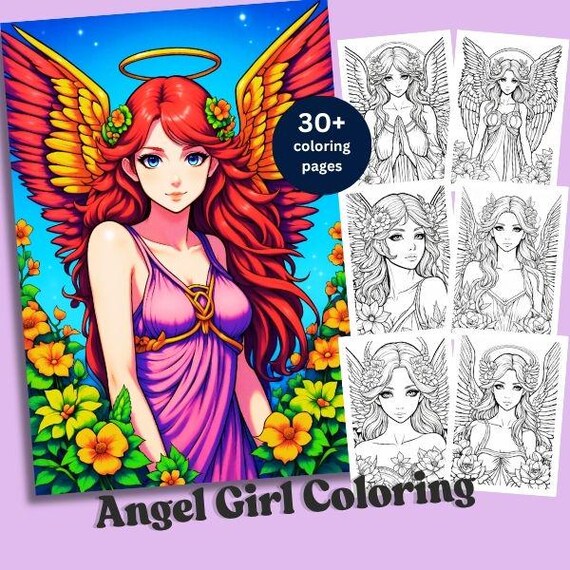 Angel Coloring Pages for Adults – Intricate Designs for Relaxation & Stress Relief – Perfect Gift Art Lovers