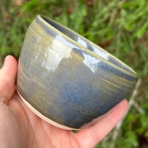 5oz ceramic bowl, cup, planter, blue, yellow, violet, succulent pot, pottery, wheel-thrown, made in Maine