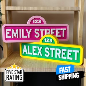 Personalized Sesame Street Sign Birthday Party Decor | Custom Name Elmo Street Style Decoration