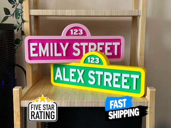 Personalized Street Style Sesame Sign Name Birthday Party Decor Custom Elmo Street Style Decoration