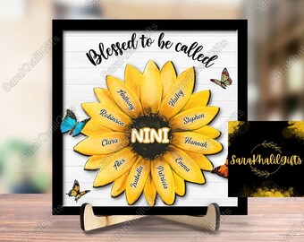 Sunflower Blessed To Be Called Wood Sign, Personalized Wooden Plaque, Custom Wood Sign 2 Layered, Sunflower Sign Decor, Wood Plaque Sign