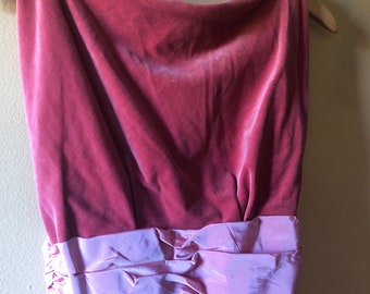 Vtg 1950s Pink Velvet Party Dress