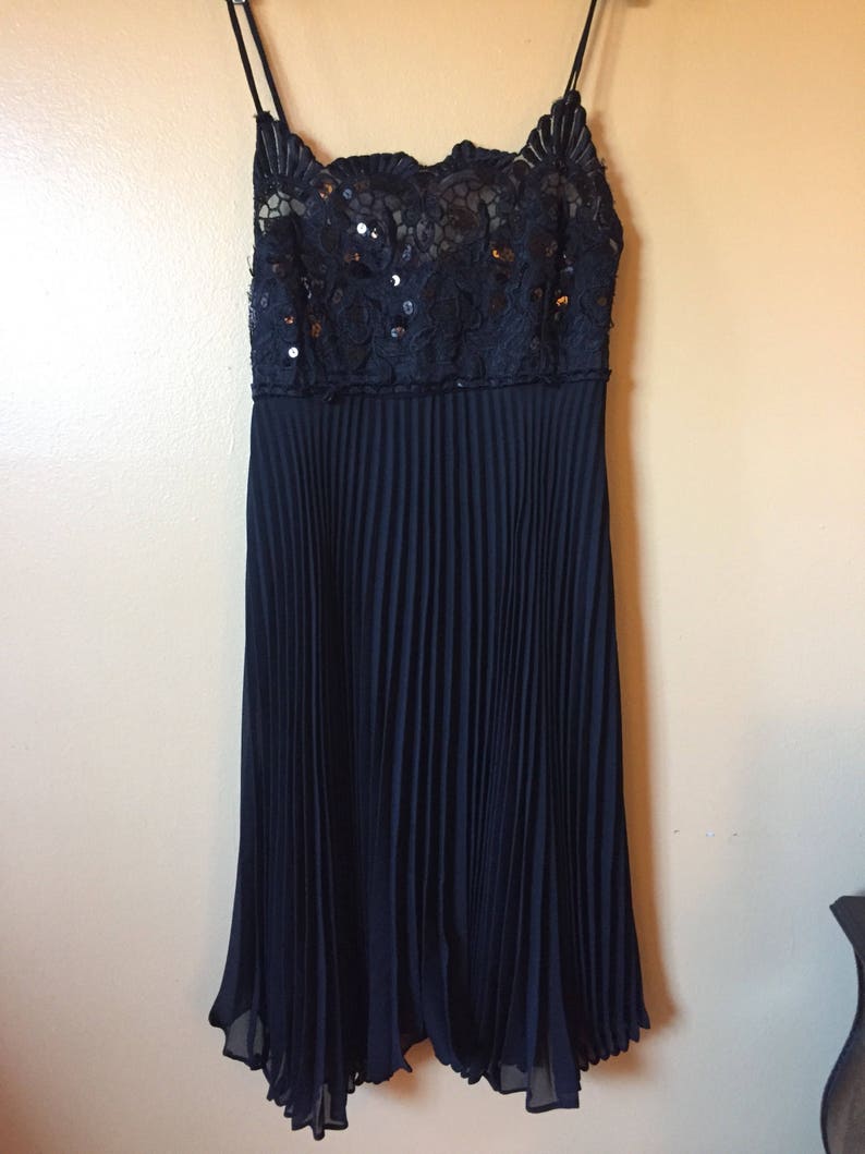 Vtg Black Sequin Crinkle Pleated Party Dress - Etsy