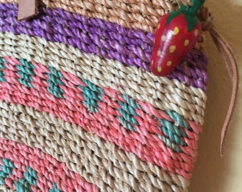 Vtg Woven Basket Purse Sm//Md