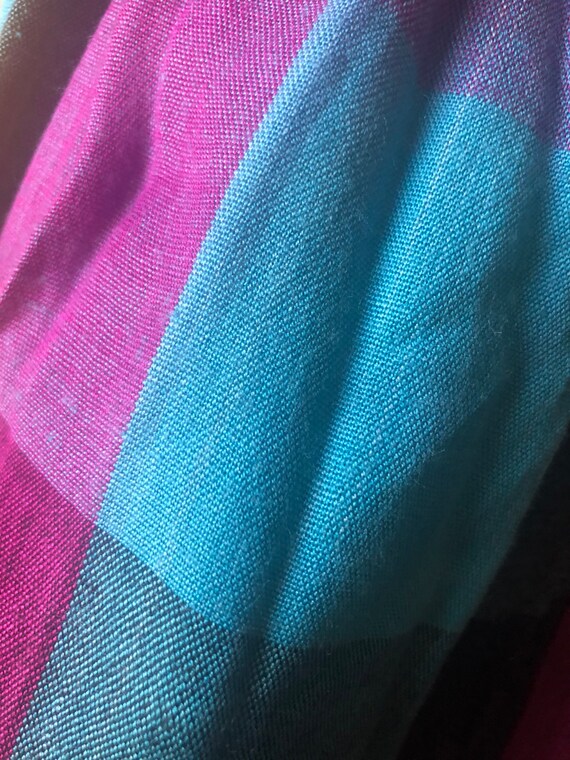 Vtg 80s Indian Rayon Plaid Gemstone Hue Skirt - image 4