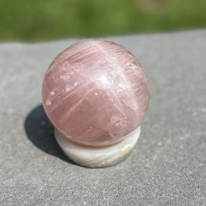 Star Rose Quartz Sphere: Polished Pink Crystal Ball (60MM)
