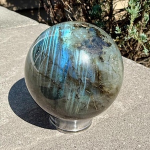 Flashy Labradorite Crystal Sphere: Polished Gemstone, Intuition Stone