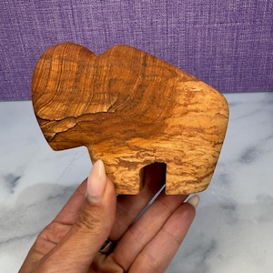 Sandstone Buffalo Carving: Hand-Carved Stone Bison Sculpture