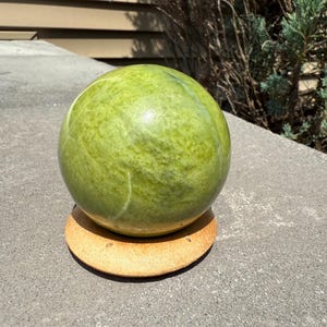 Green Jade Crystal Sphere, Polished Jade Ball, Luck and Prosperity Stone, Heart Chakra Crystal, Healing Decor, Gift for Her, Feng Shui
