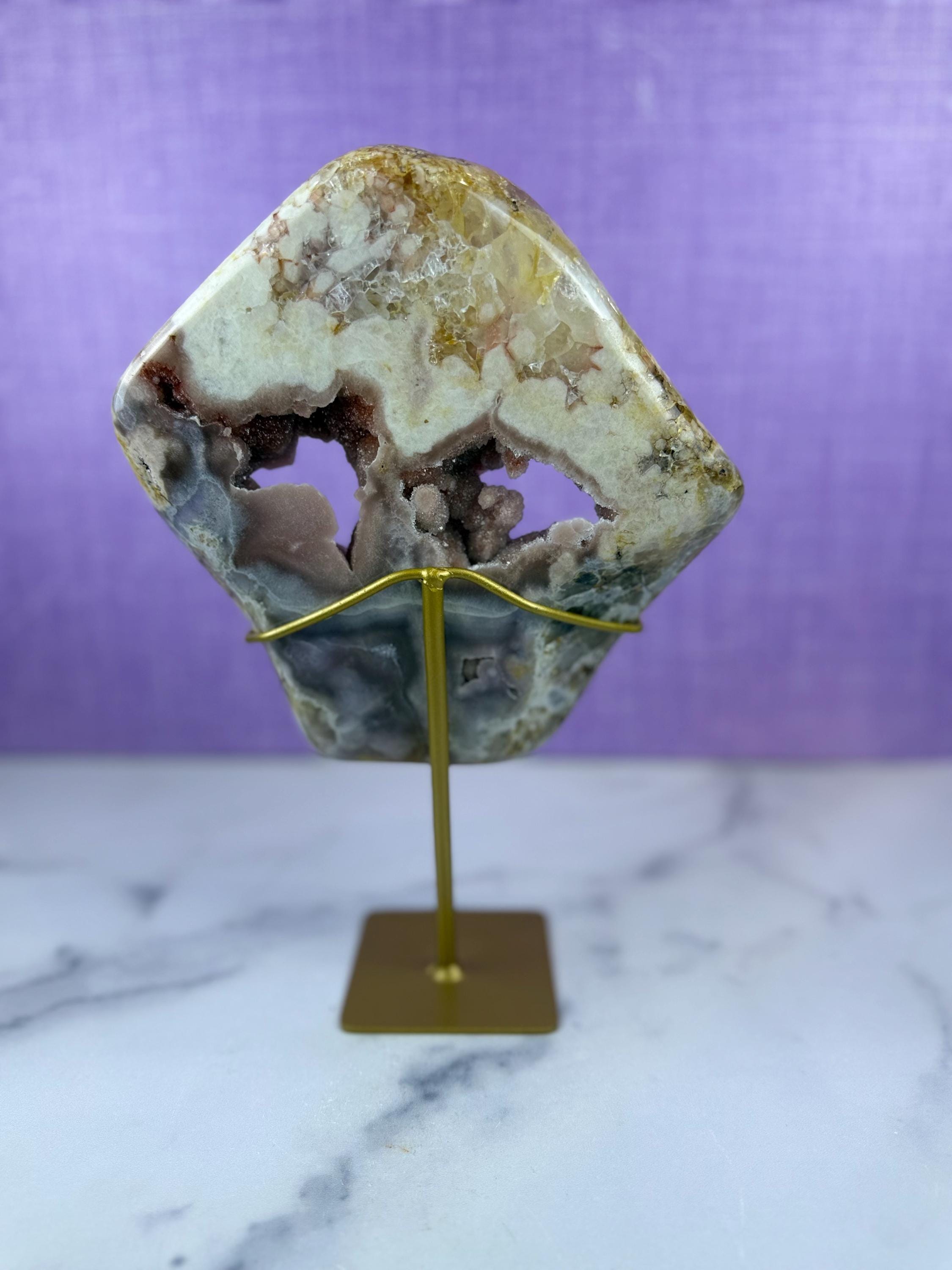 Pink Purple Amethyst Druzy Crystal Display on Stand from Brazil • Sparkling Mineral Specimen 12