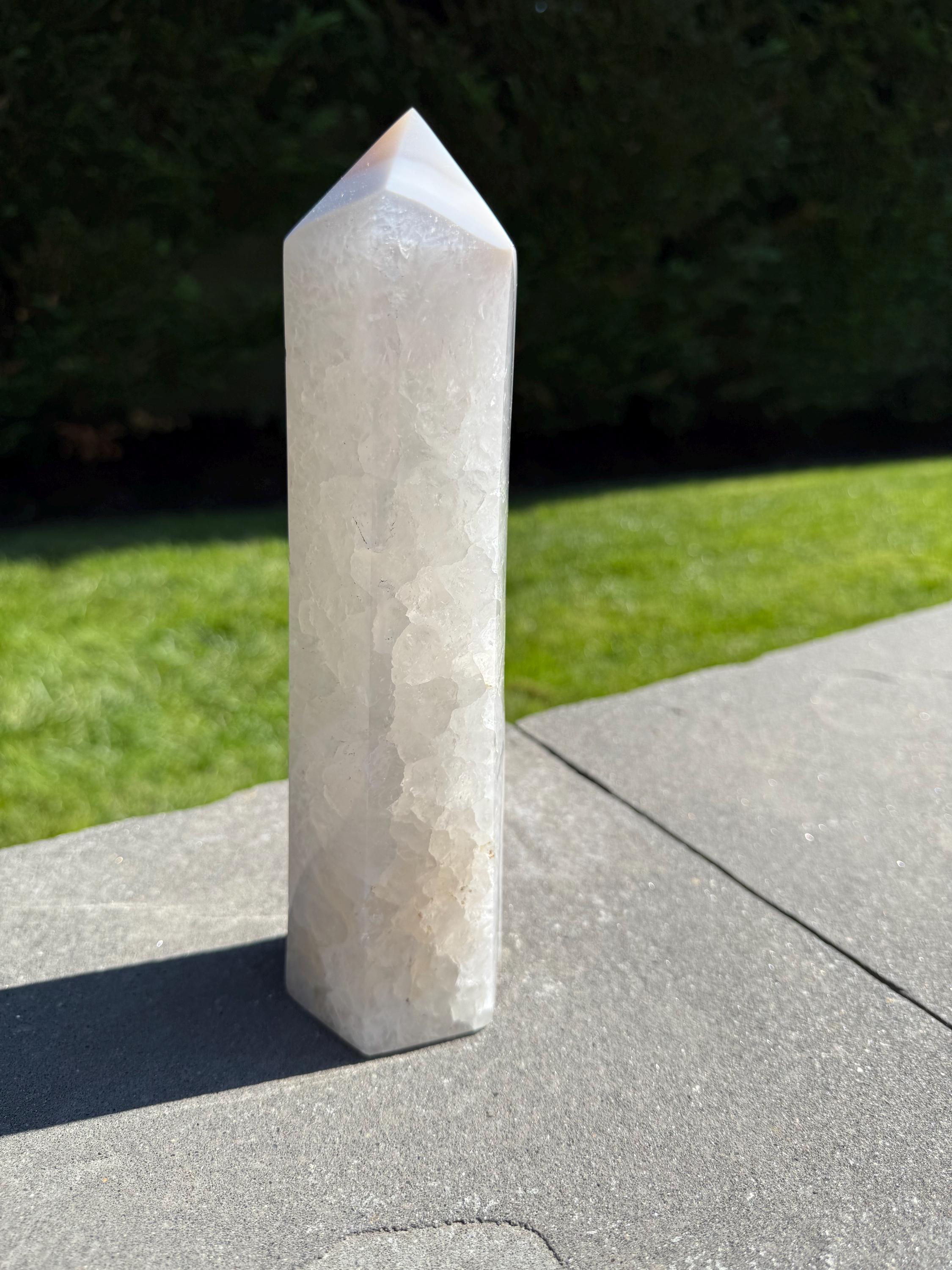 XL Blue Banded Agate Quartz Crystal Tower • Polished Point, Natural Mineral Specimen 7