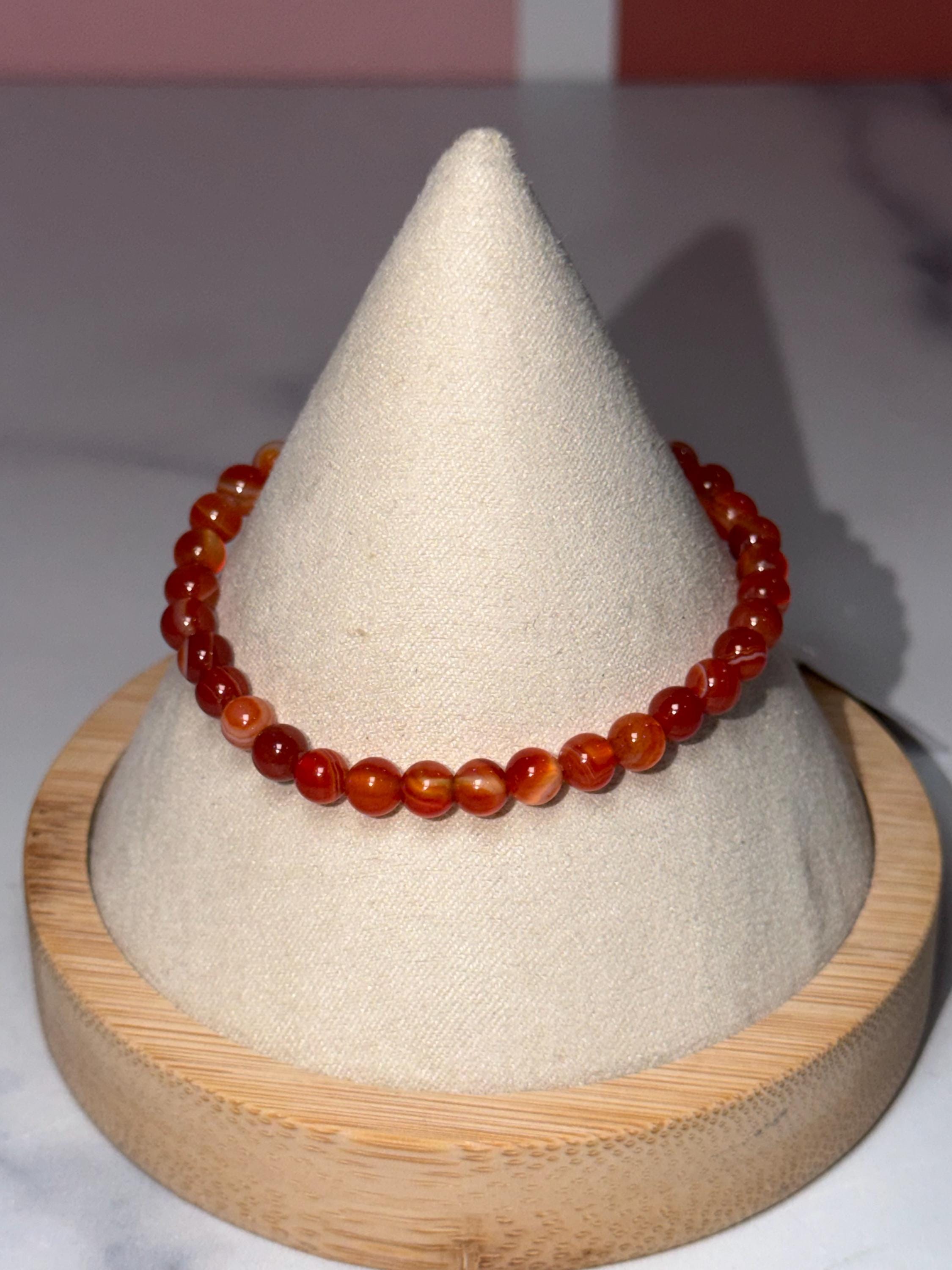 Carnelian 5mm Crystal Stretch Beaded Bracelet, Bold Energy, Everyday Wear Stretch Jewelry 2