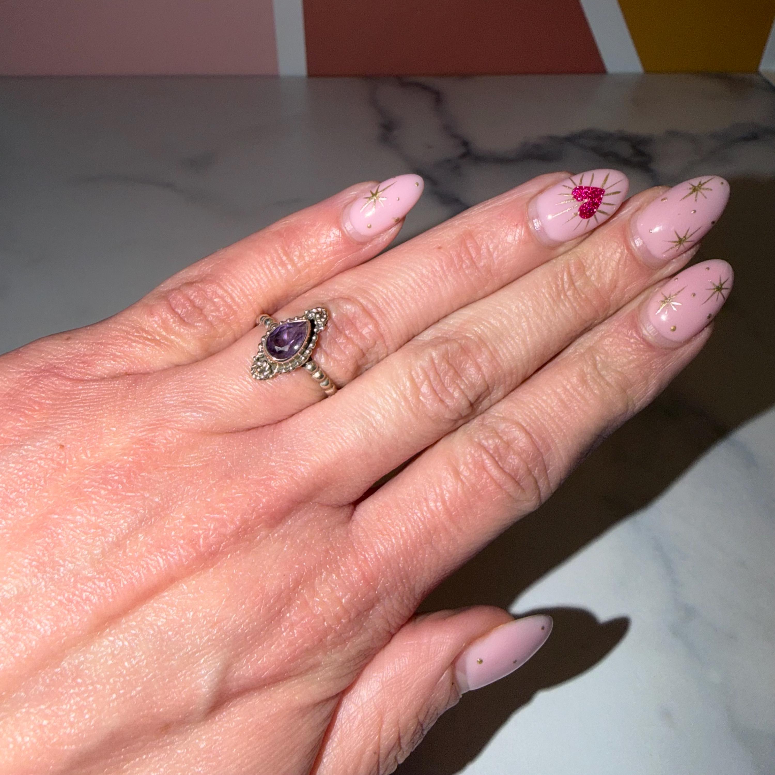 Dainty Amethyst Ring • Faceted Purple Gemstone • 925 Sterling Silver • Size 5.75 • Minimalist Stacking Jewelry 3