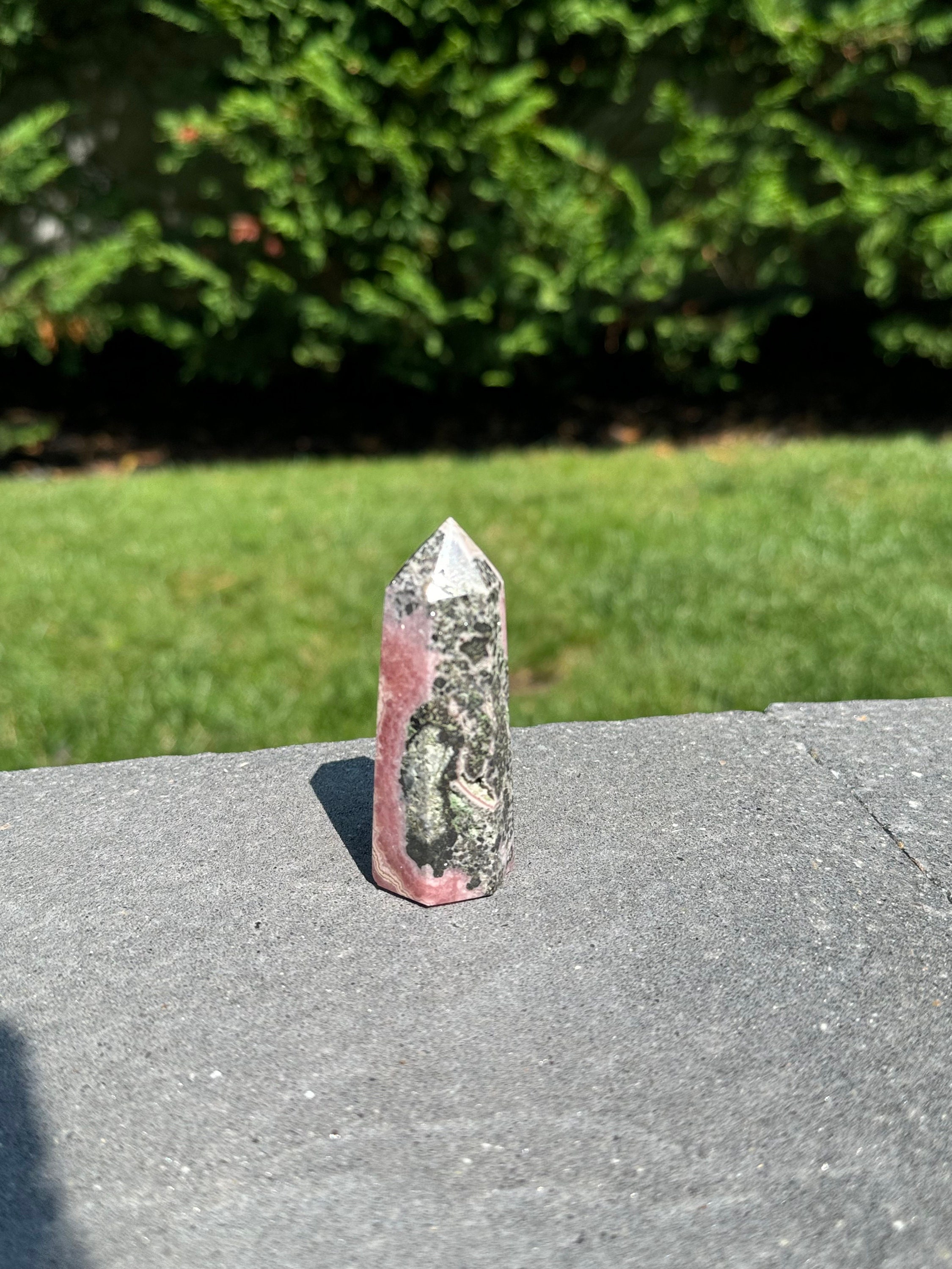 Rhodochrosite Crystal Tower • Polished Pink Heart Chakra Stone Point, Spiritual Decor