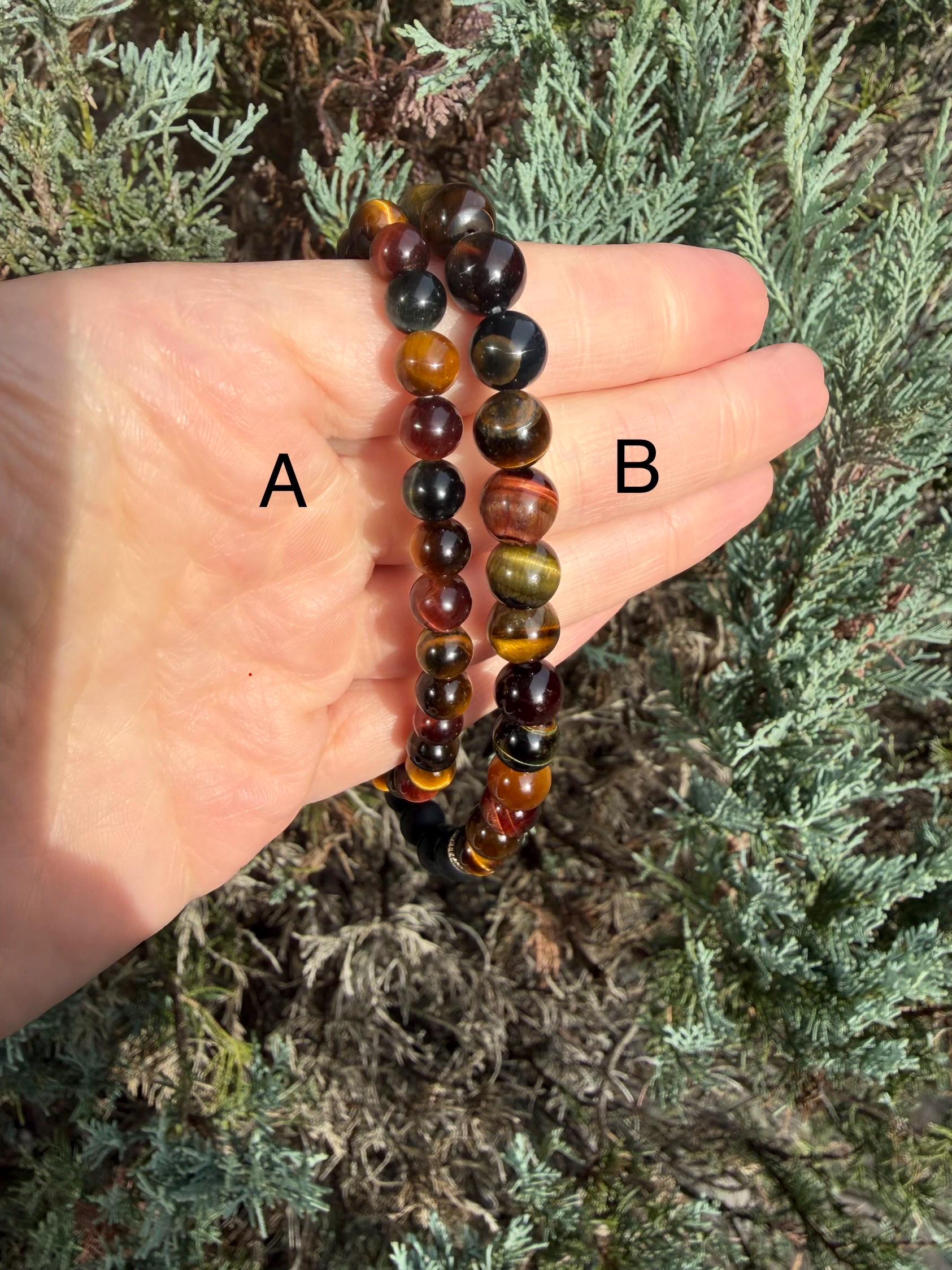 Tiger's Eye Beaded Bracelet • Natural Gemstone Protection Crystal Jewelry 7