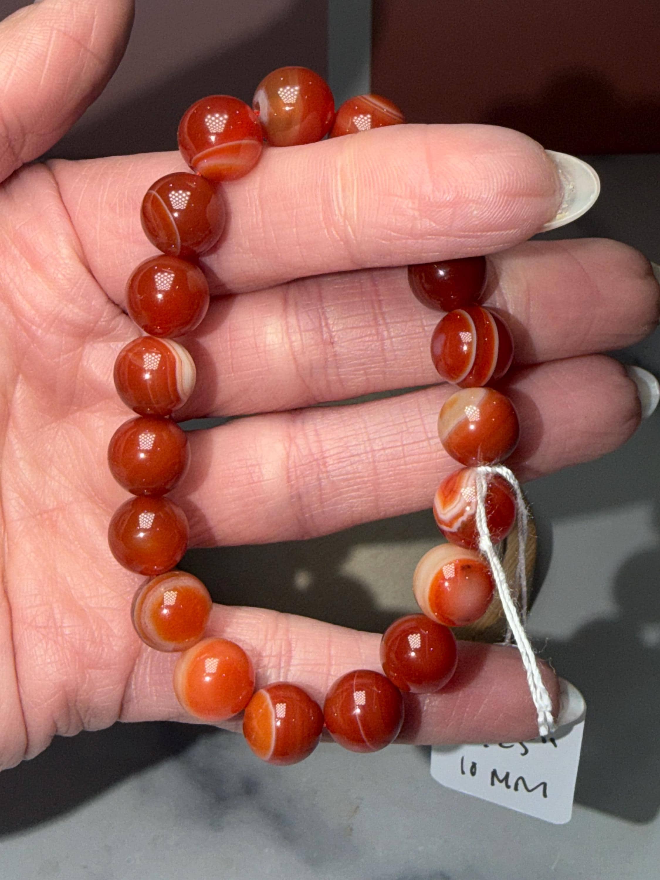 Carnelian Crystal Stretch Beaded Bracelet, Bold Energy, Confidence Jewelry (10mm) 3