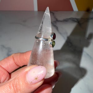 Pink & Green Tourmaline Ring • 925 Sterling Silver • Size 7 • Colorful Gemstone Ring • Dainty Statement Jewelry image 5