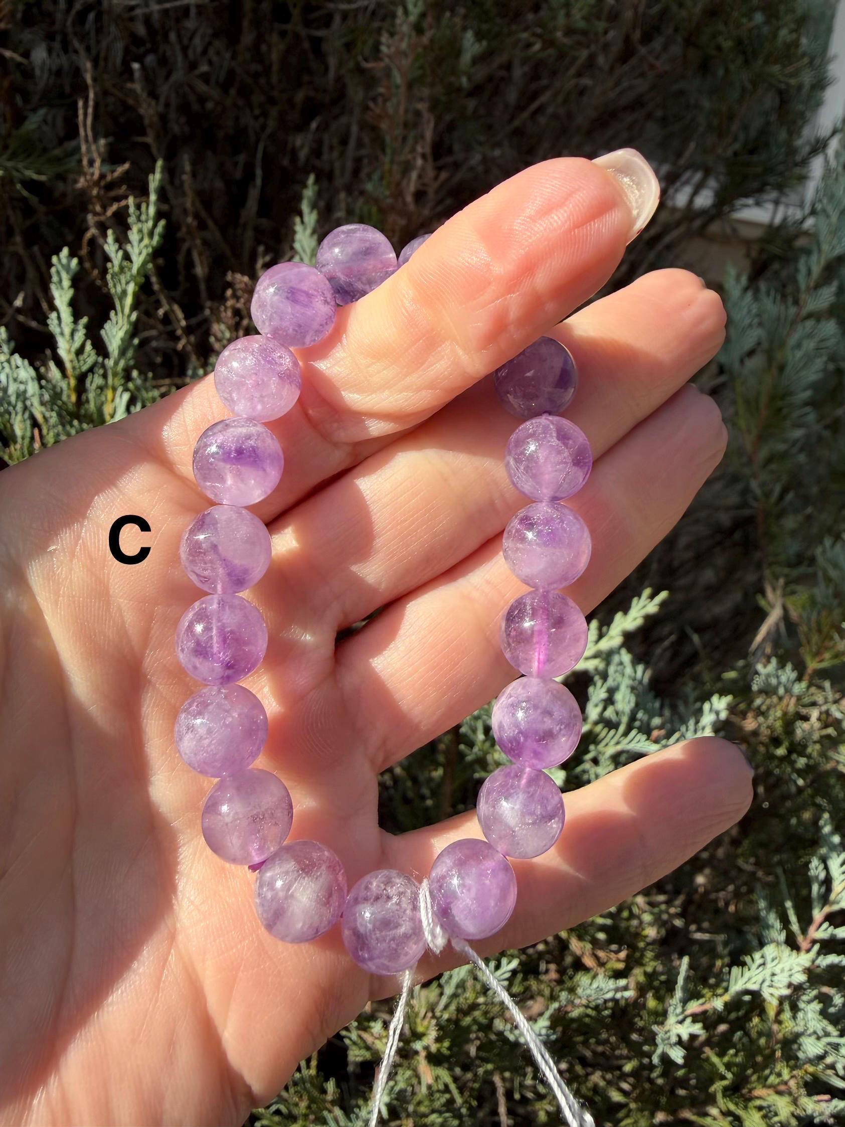 Natural Amethyst Crystal Beaded Bracelets • Polished Gemstone Healing Jewelry 15
