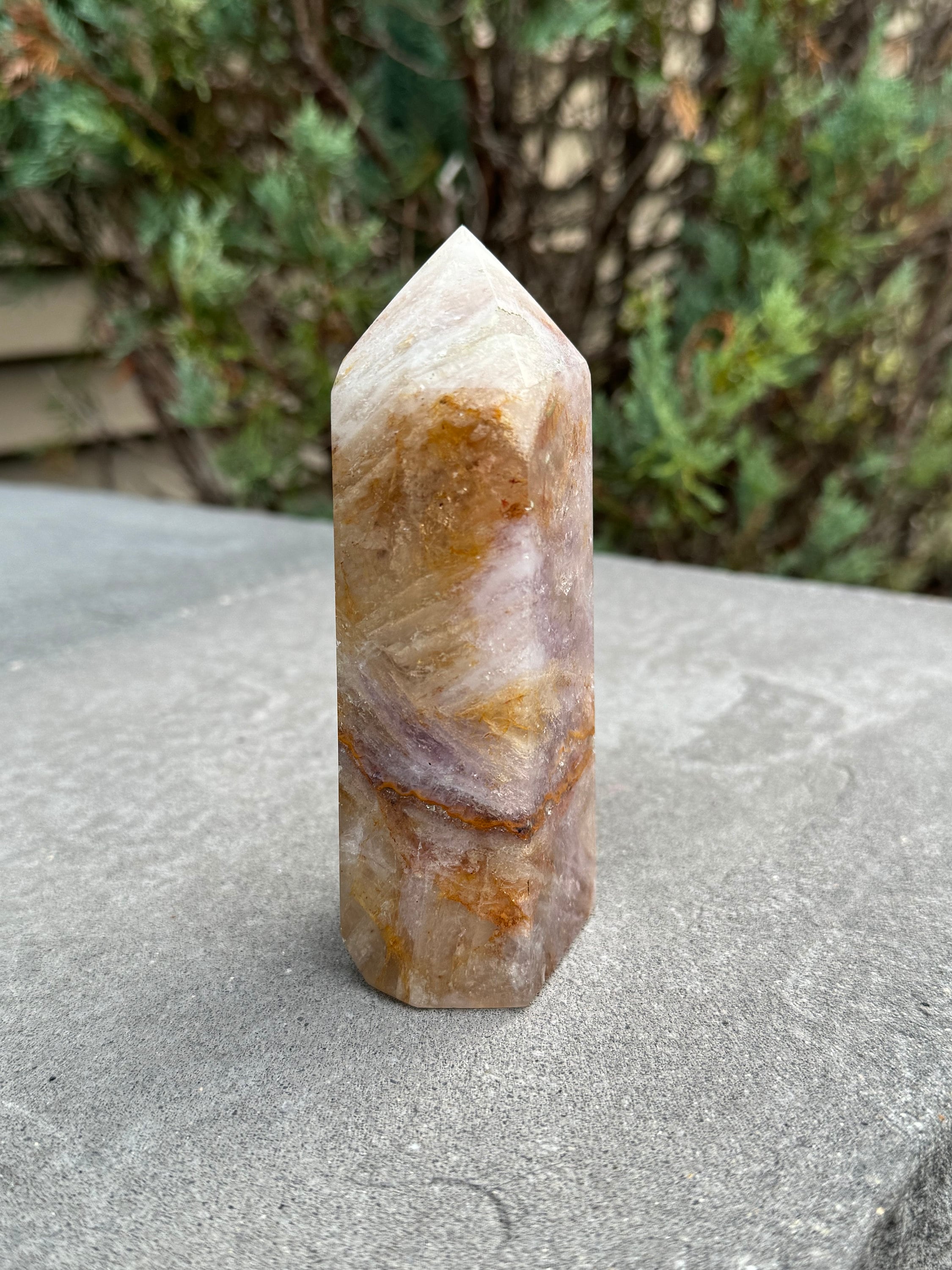 Large Feather Fluorite Crystal Tower • Banded Healing Stone • Polished Point • Spiritual Decor 9