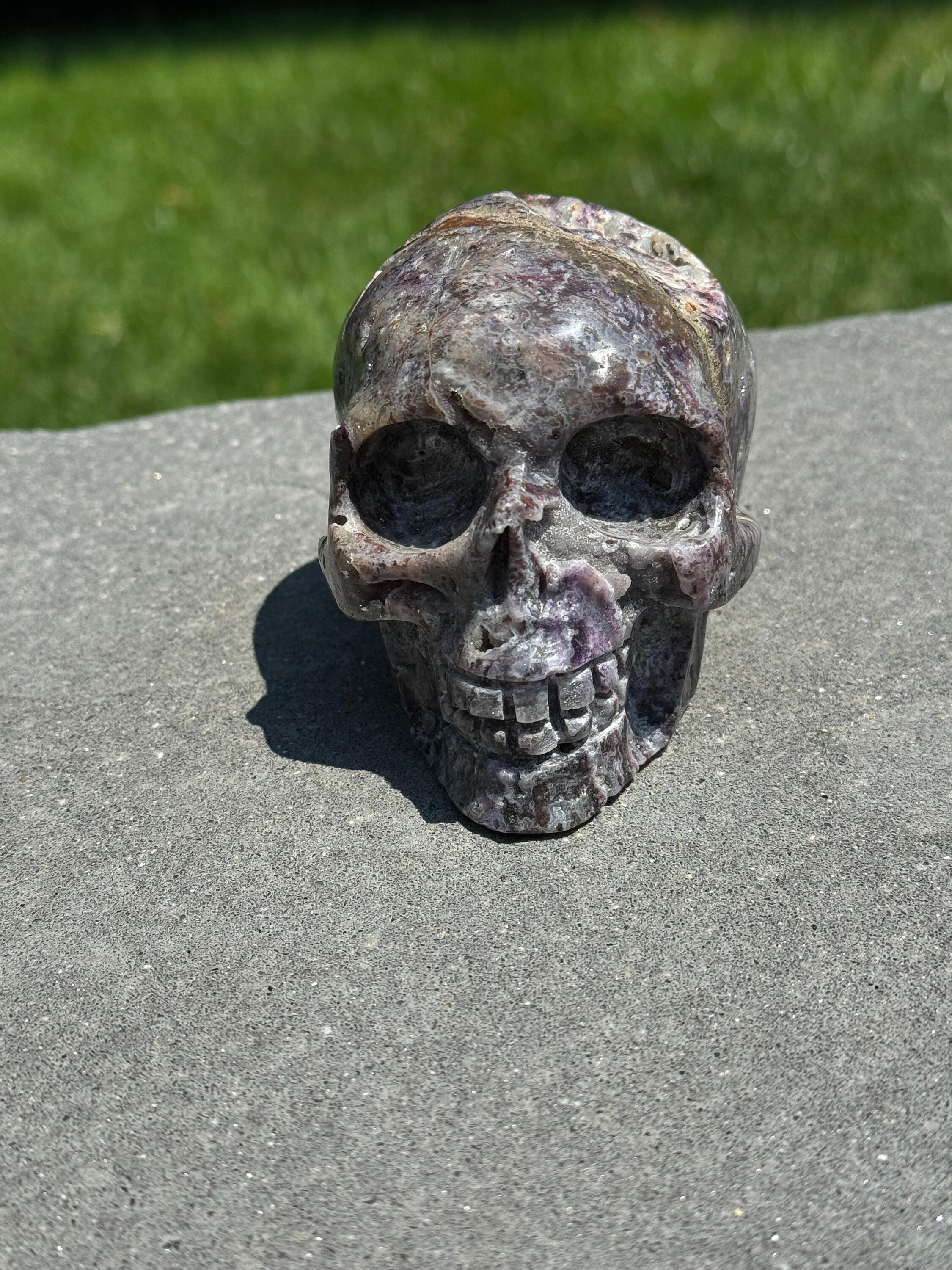 Purple Sphalerite Druzy Crystal Skull • Hand Carved Gemstone Spiritual Decor 3