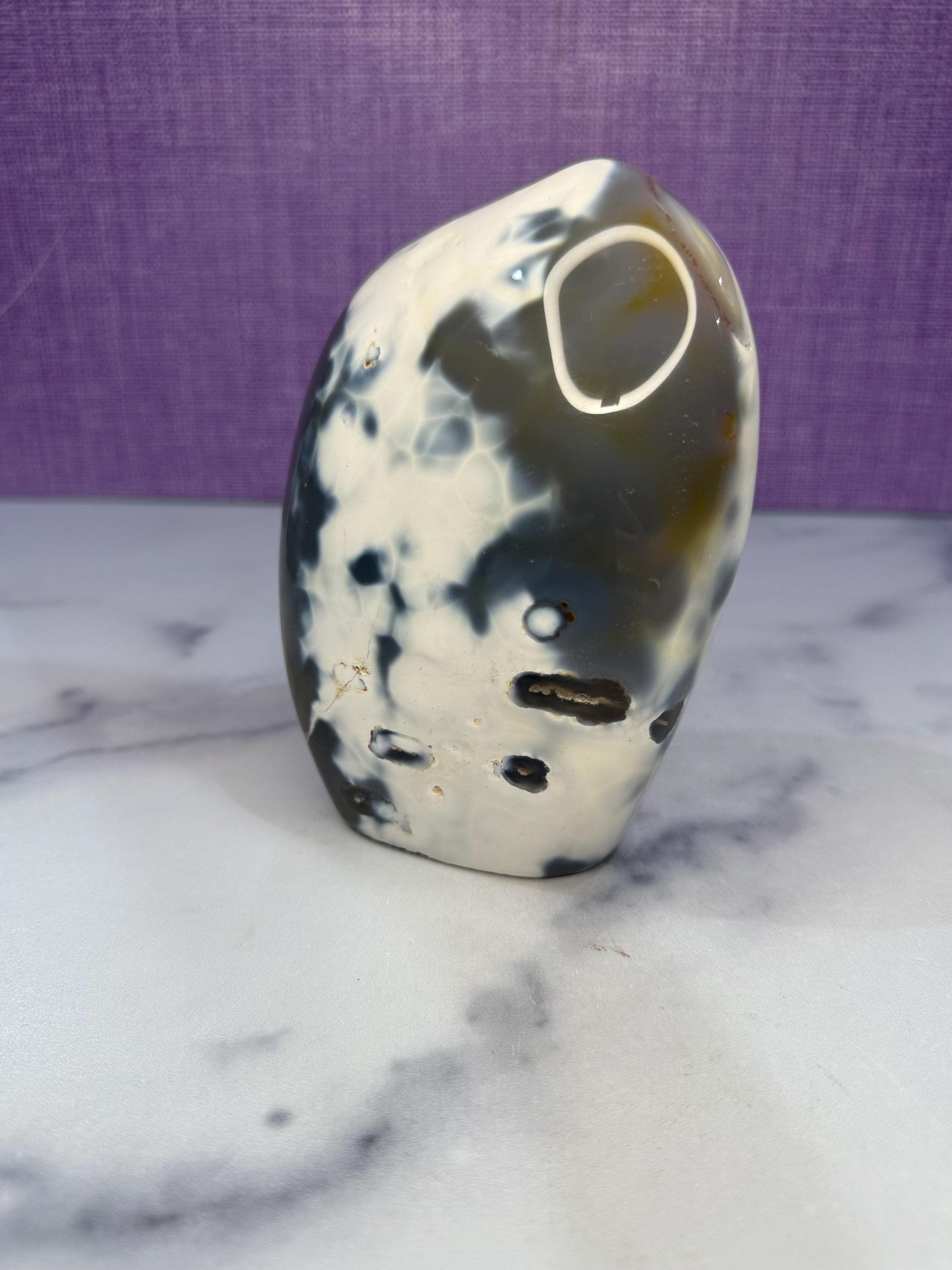 Orca Agate Freeform, Madagascar Dendritic Crystal, Spiritual Healing Stone Decor