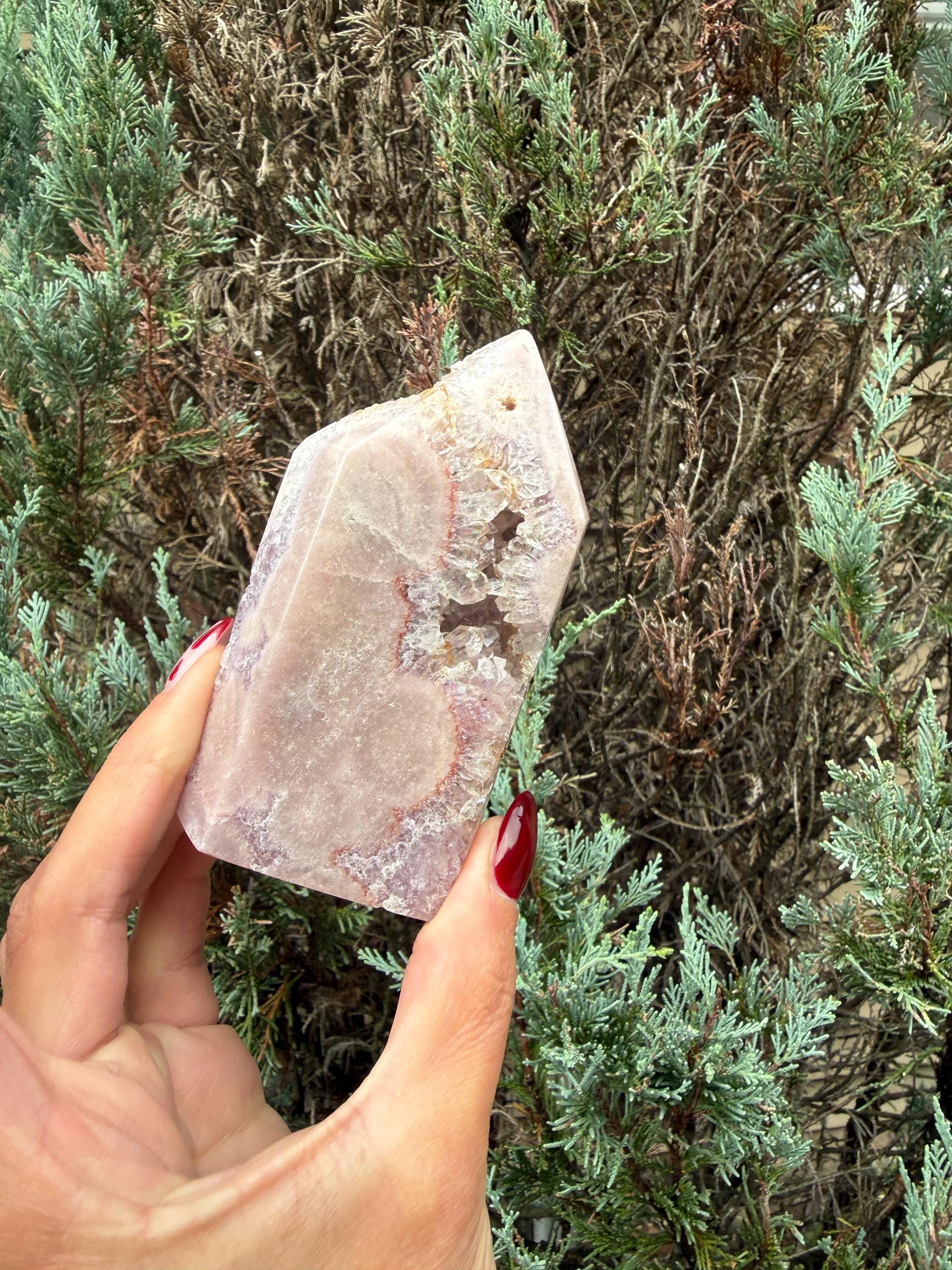 Pink & Purple Amethyst Crystal Tower • Sparkling Druzy Quartz Point • Natural Healing Crystal • Gemstone Decor