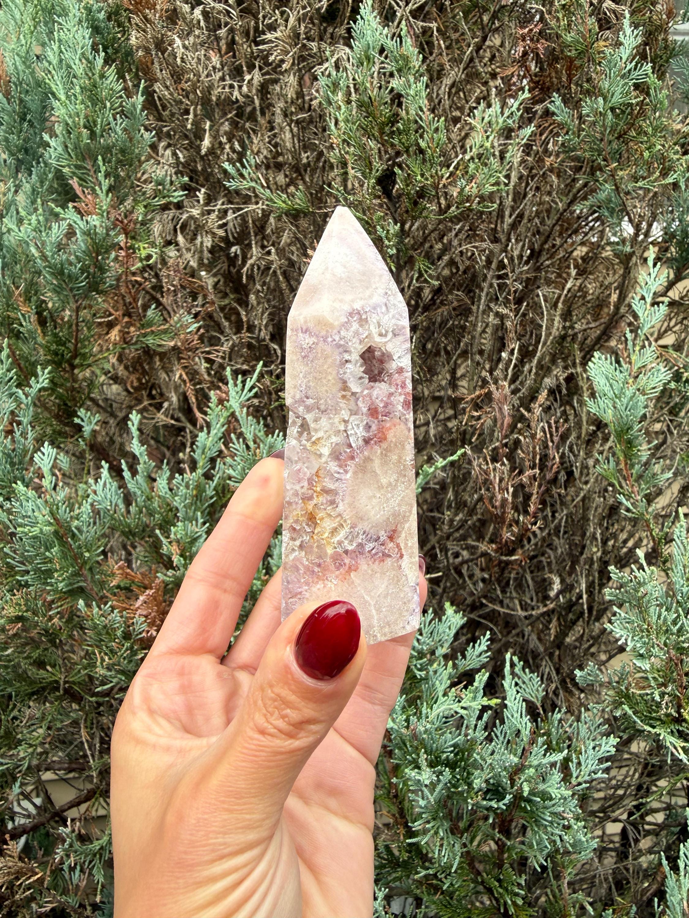 Pink & Purple Amethyst Crystal Tower • Sparkling Druzy Quartz Point • Natural Healing Crystal • Gemstone Decor 8