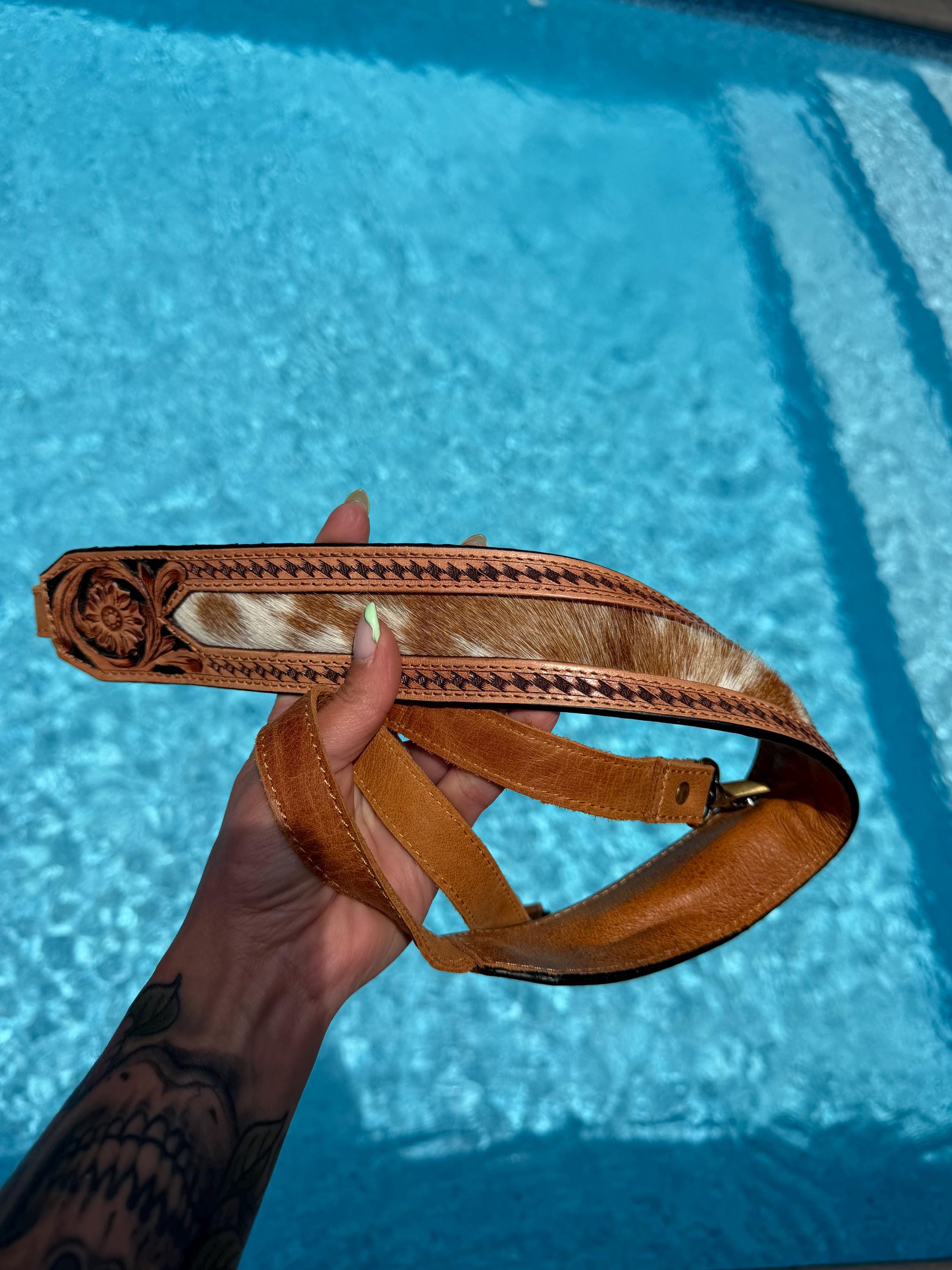 Brown Leather Hair-on Hide Crossbody Bag | Western Fringe Shoulder Bag 4