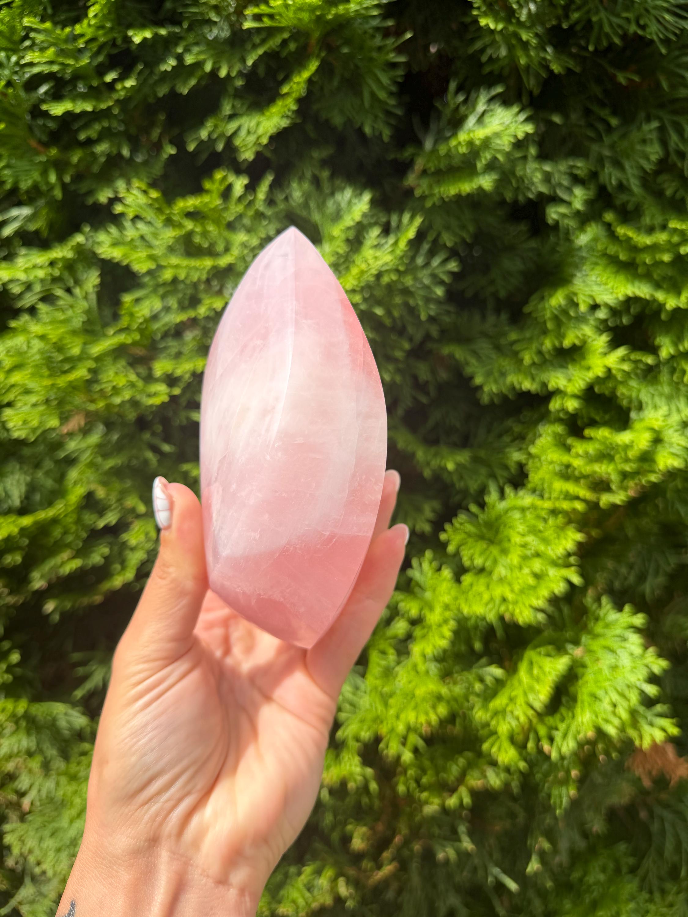 Brazilian Rose Quartz Crystal Flame 4