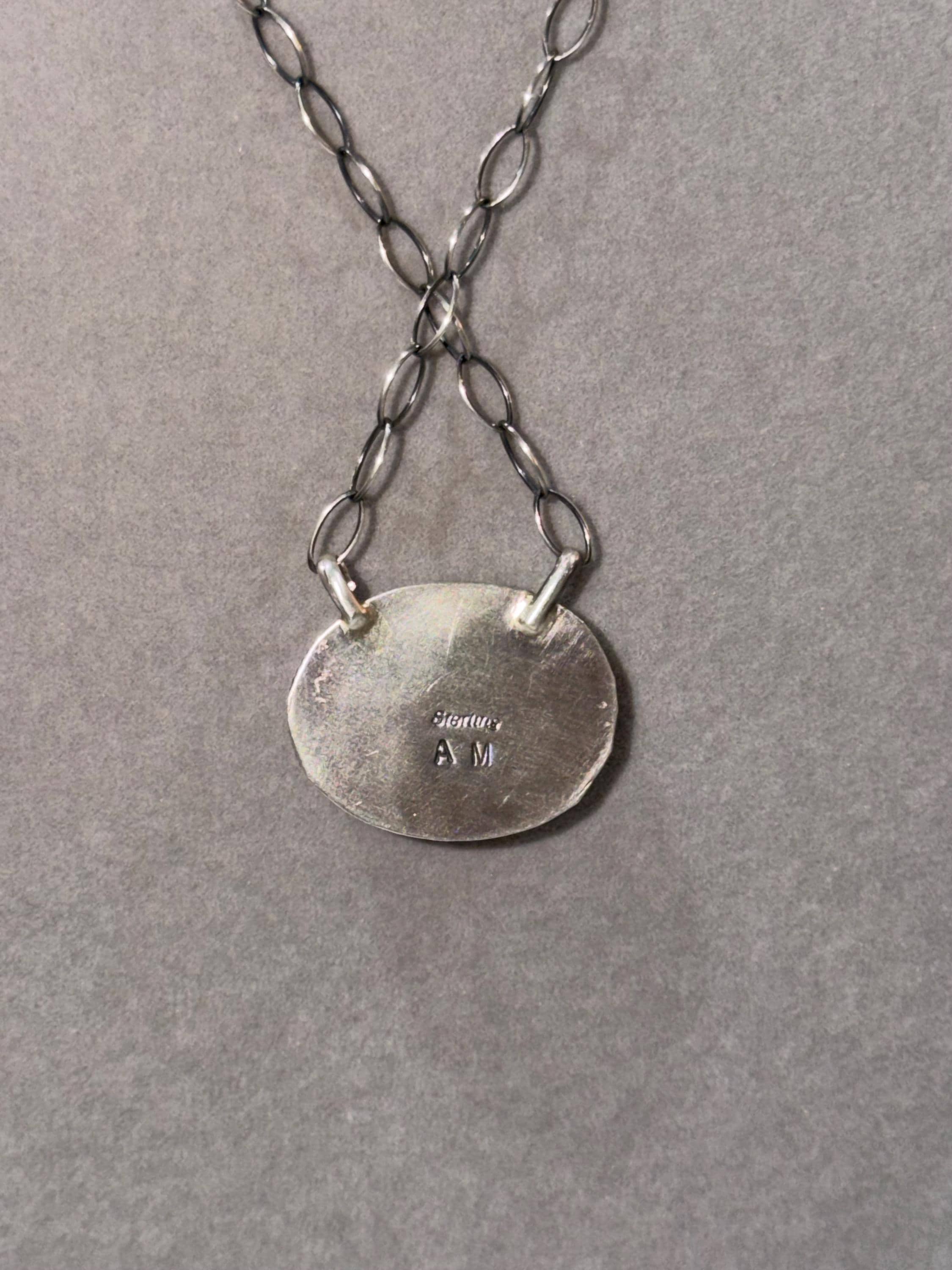 Orange Spiny Oyster Bar Necklace, Sterling Silver, Native Made Am, Southwest Style (19" Chain) 5