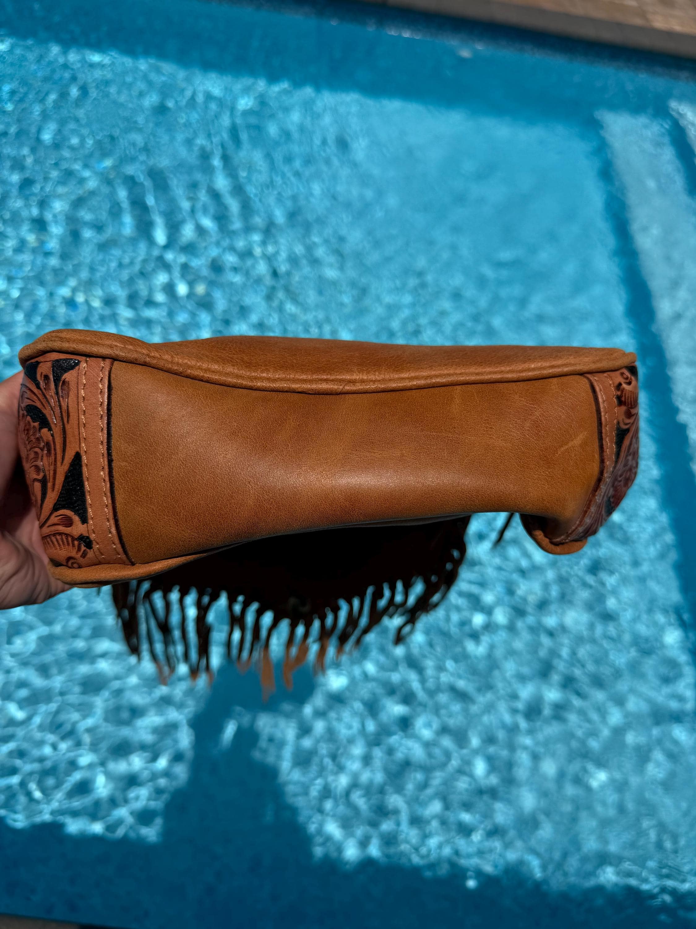 Brown Leather Hair-on Hide Crossbody Bag | Western Fringe Shoulder Bag 5