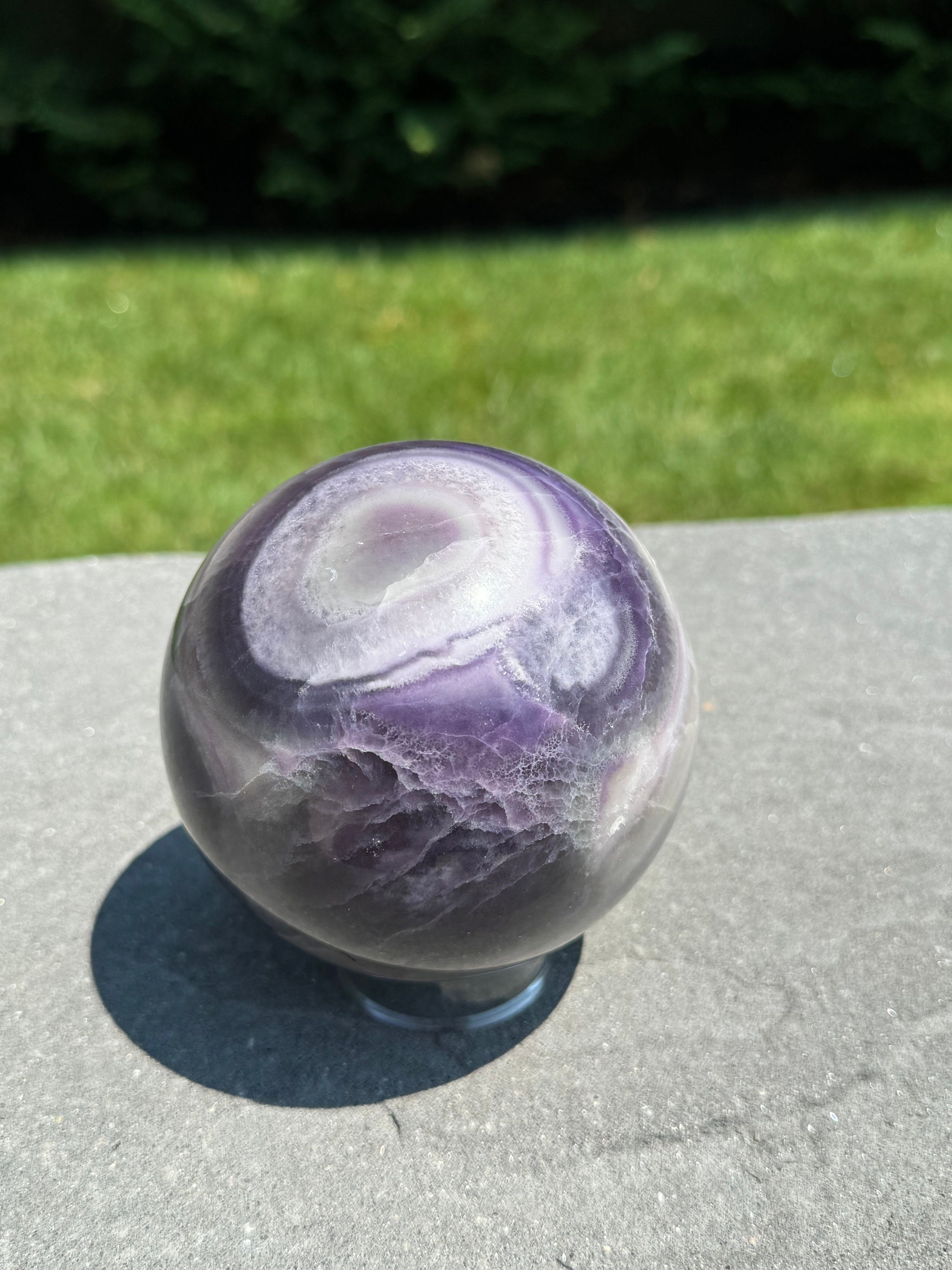 Purple Banded Fluorite Crystal Sphere • 94mm • Polished Healing Crystal Orb • Mineral Specimen • Spiritual Decor 6