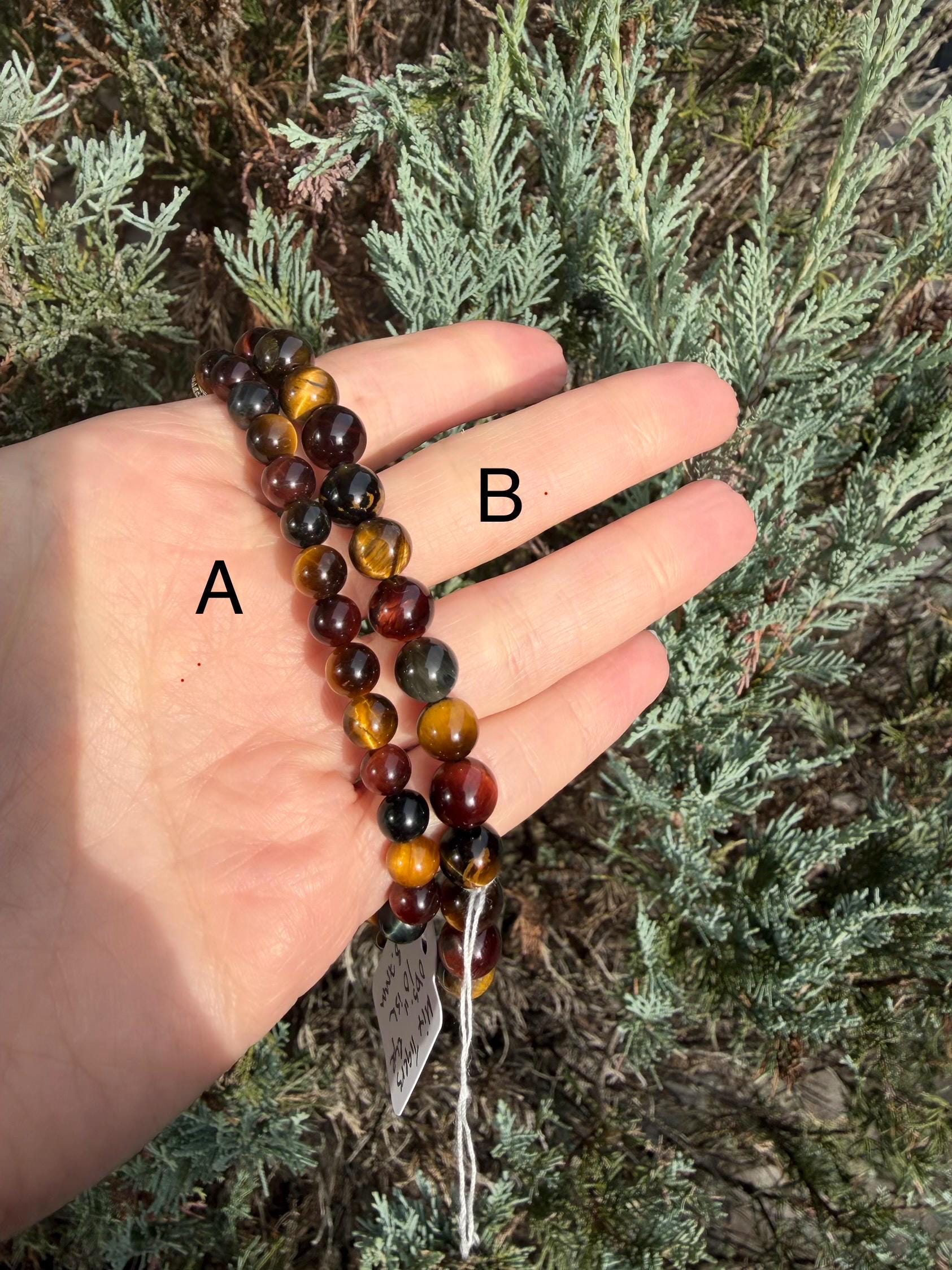 Tiger's Eye Beaded Bracelet • Natural Gemstone Protection Crystal Jewelry 4