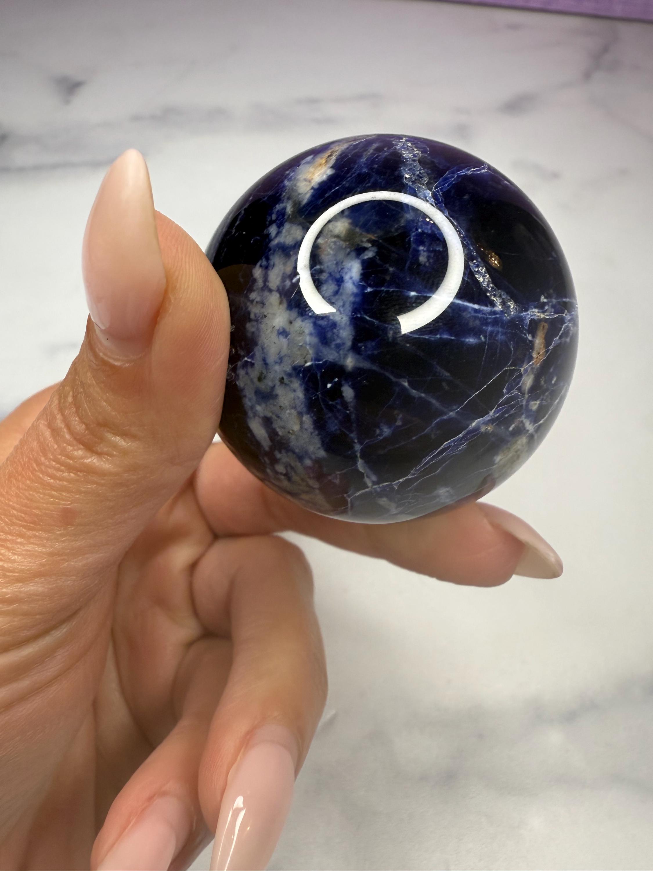 Polished Sodalite Crystal Sphere • Blue White Gemstone Orb, Spiritual Decor 10