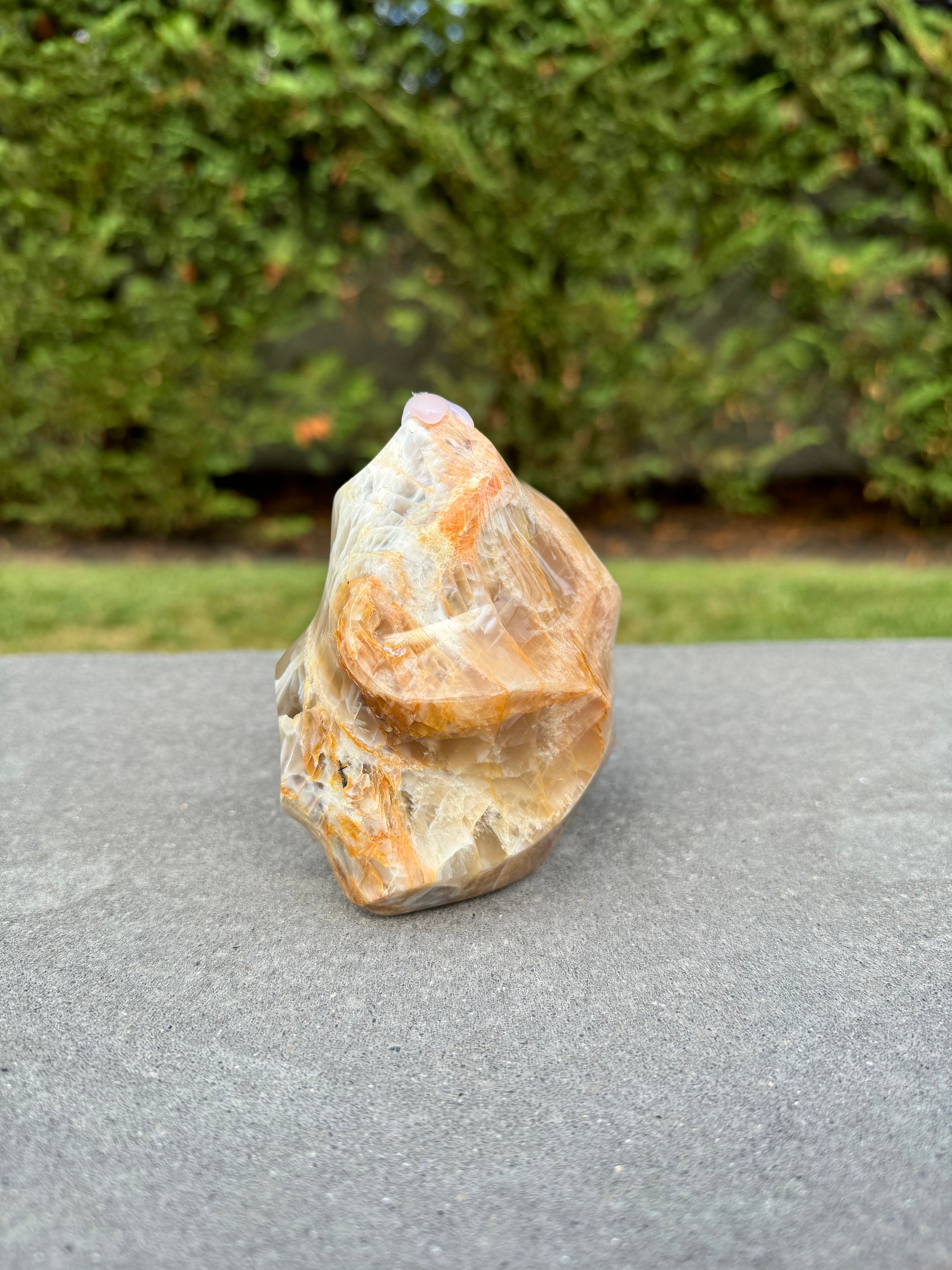 Flashy Peach Moonstone Flame Carving • Polished Crystal • Reiki Healing Stone • Spiritual Decor • Gemstone Sculpture 8