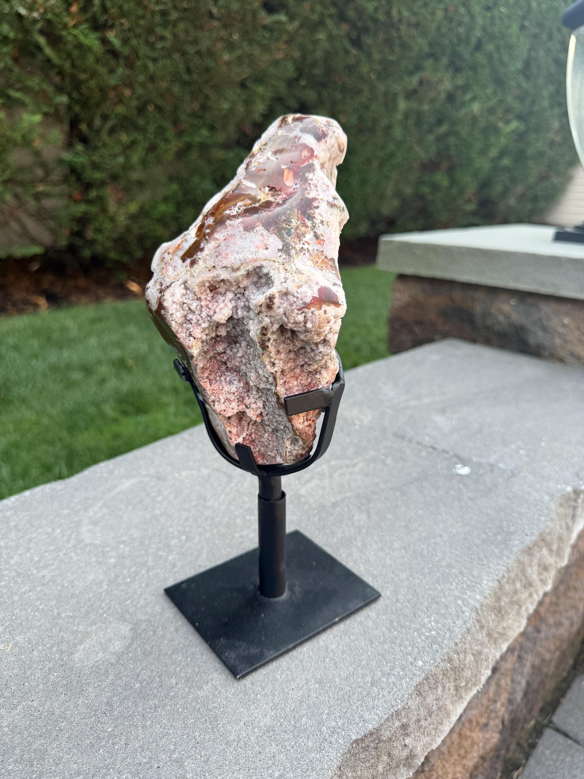Raw Pink Amethyst Druzy on Stand • Sparkling Crystal Cluster • Spiritual Decor 2