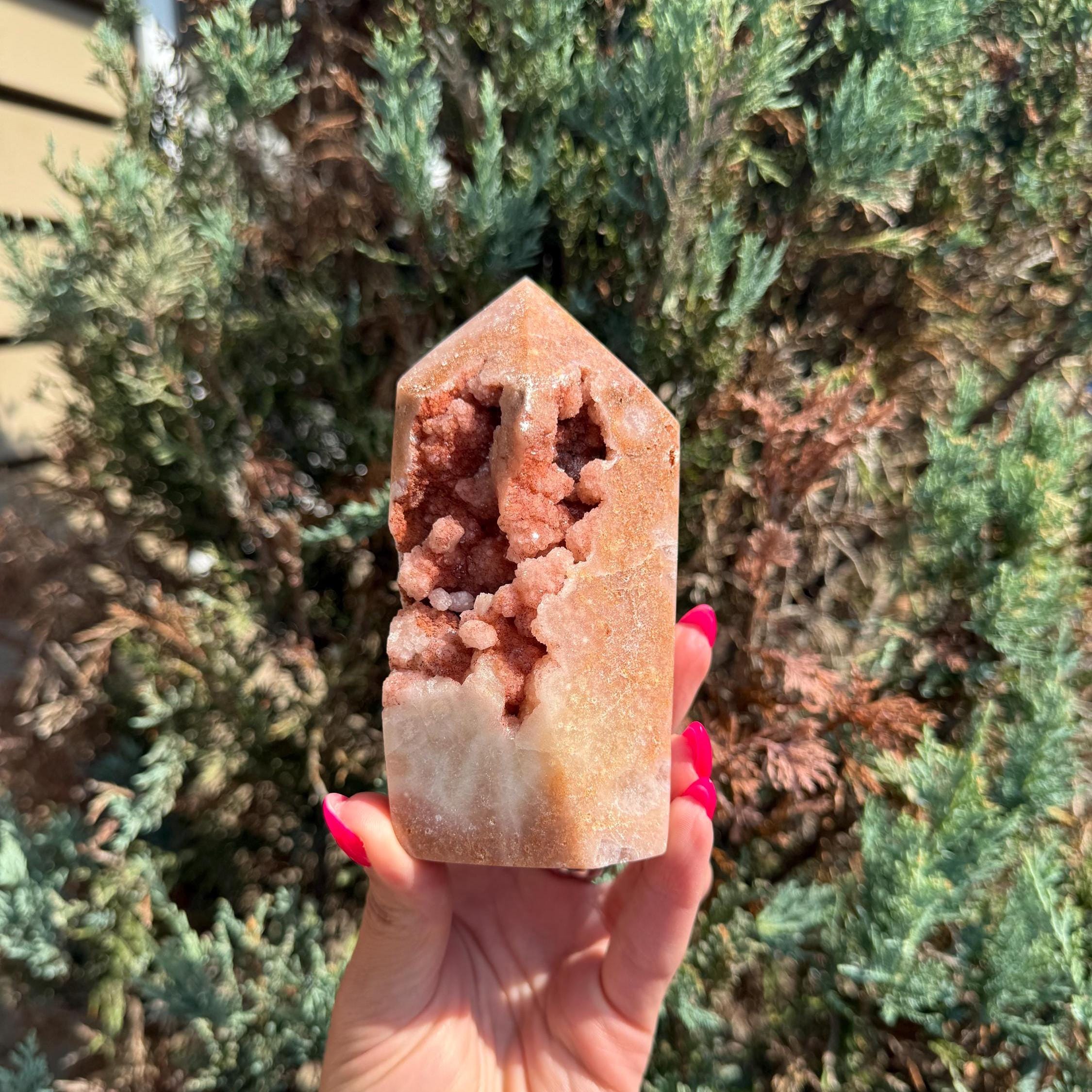 Pink Amethyst Druzy Tower • Sparkly Crystal Point • Healing Stone • Spiritual Decor • Quartz Tower 2