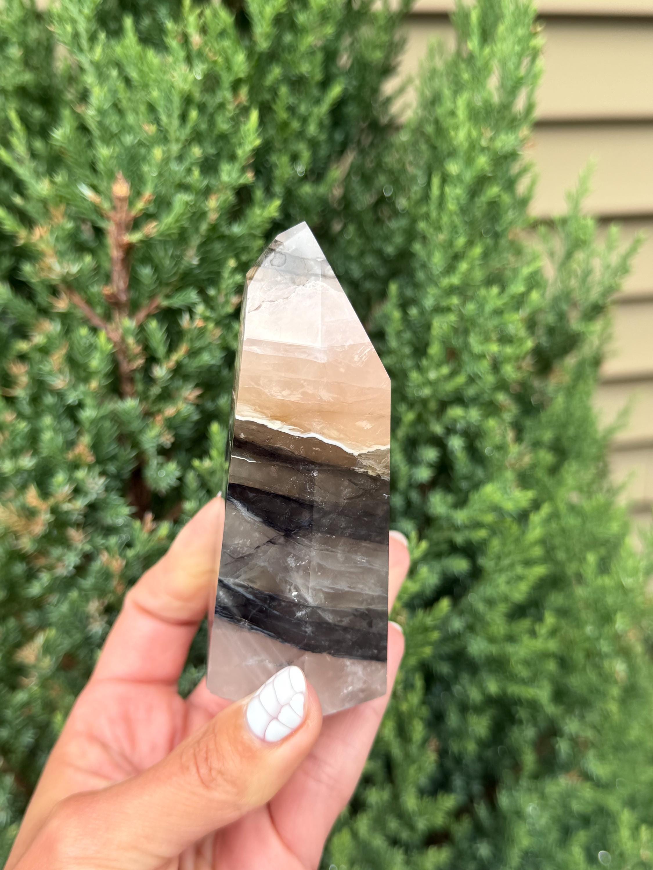 Rose Quartz Tower with Black Mineral Inclusions 3