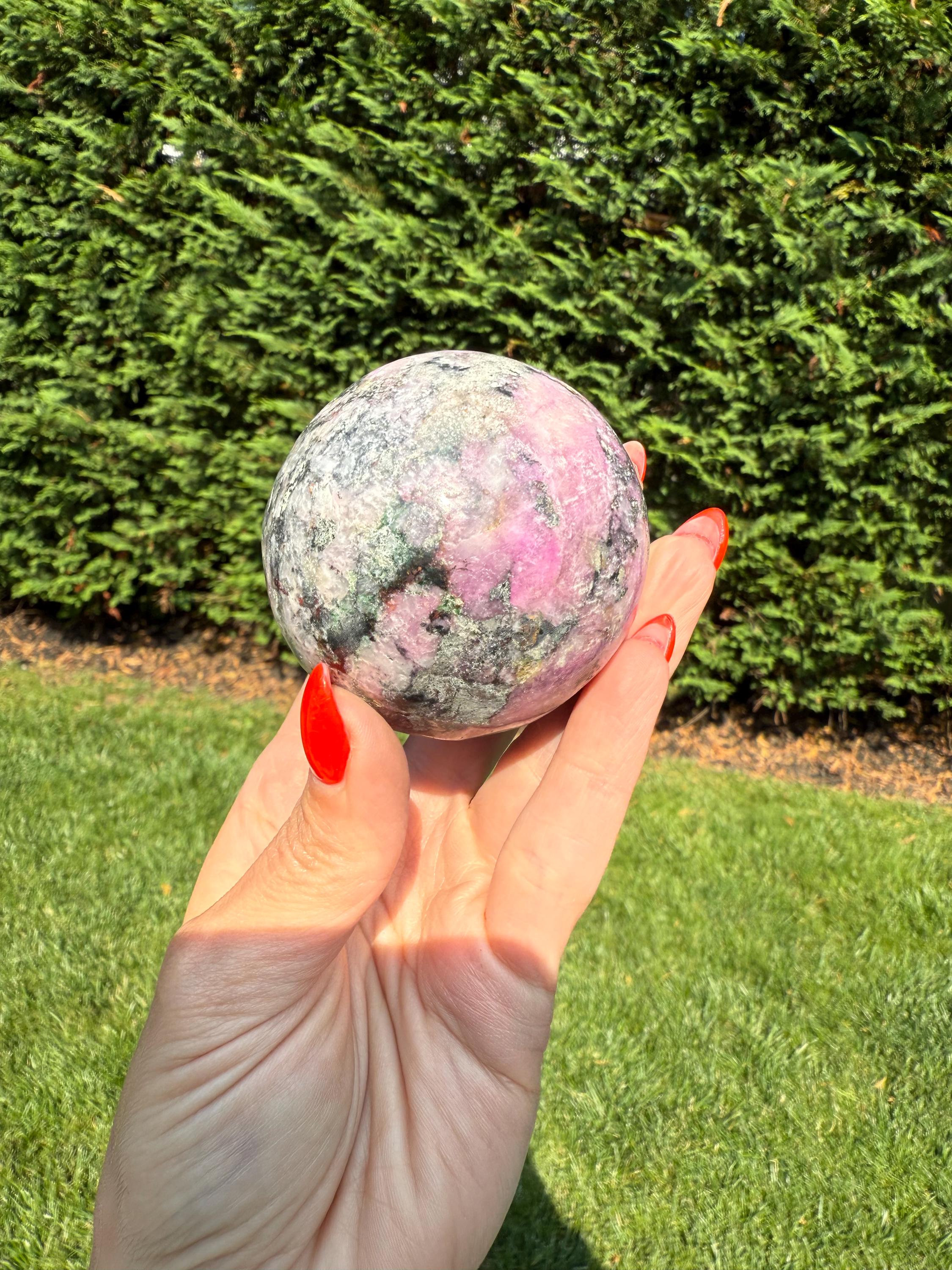 Cobaltoan Calcite Sphere • Pink Heart Chakra Crystal • Emotional Healing Stone (62MM) 8