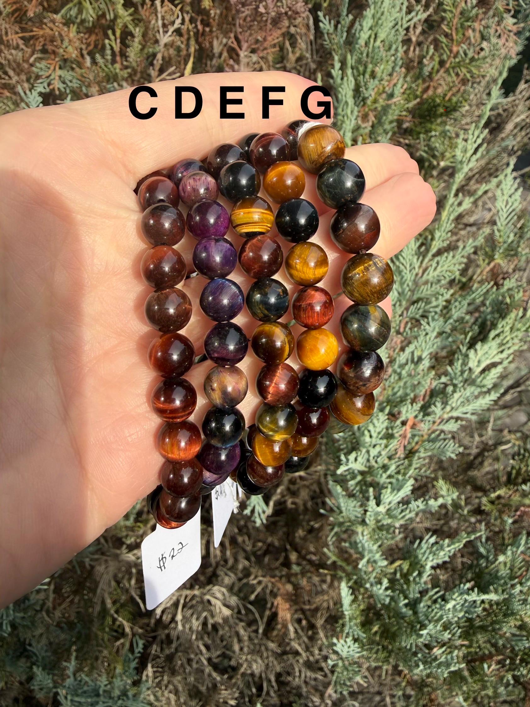 Tiger's Eye Beaded Bracelet • Natural Gemstone Protection Crystal Jewelry 8