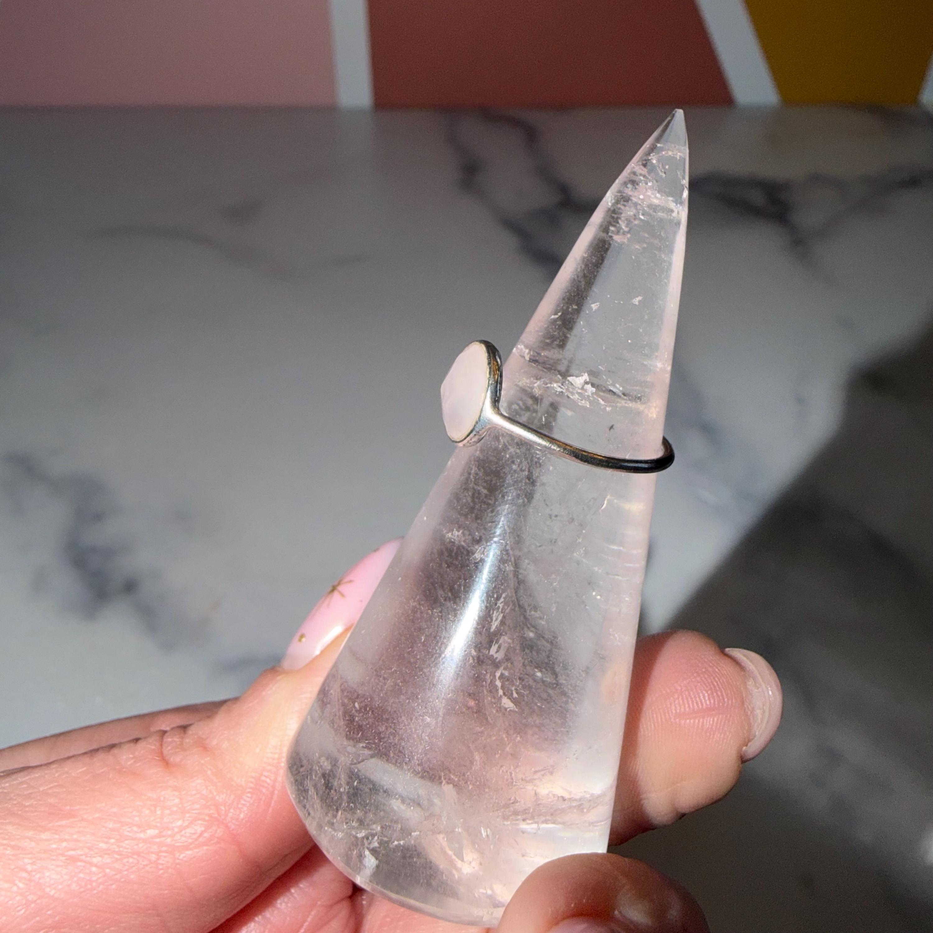 Dainty Rose Quartz Ring • Faceted Sterling Silver Minimalist Jewelry (Size 7) 4