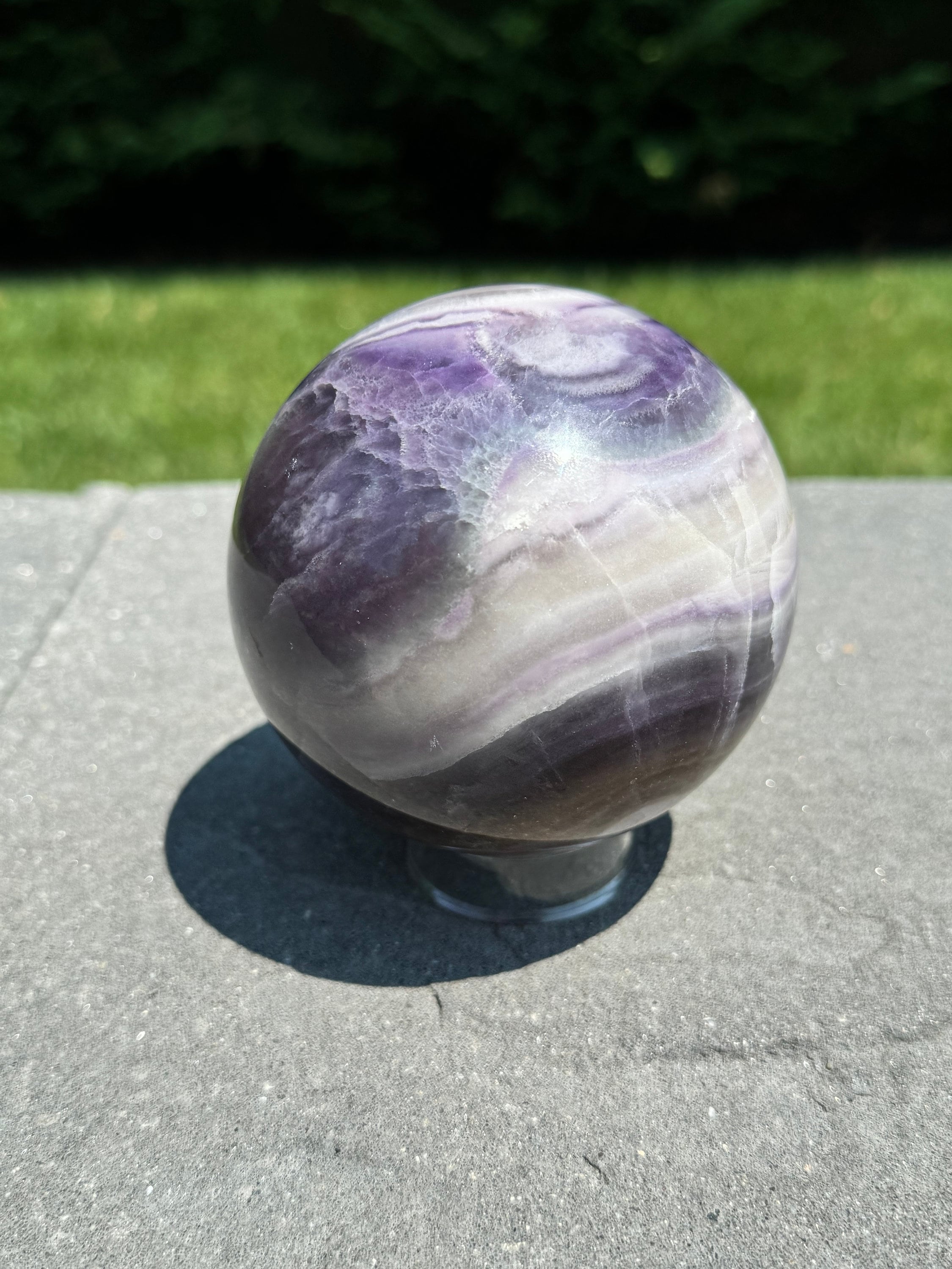 Purple Banded Fluorite Crystal Sphere • 94mm • Polished Healing Crystal Orb • Mineral Specimen • Spiritual Decor 9