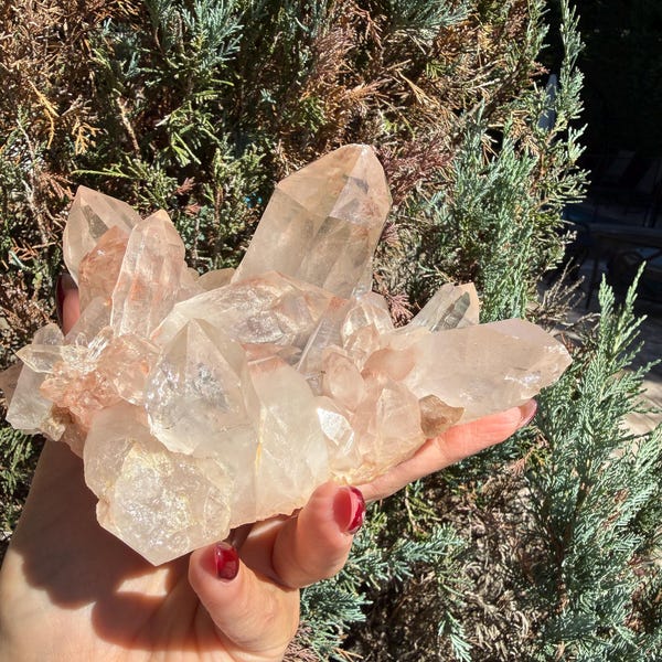 Large Hematite Included Quartz Crystal Cluster: Grounding & Energizing Natural Indian Specimen