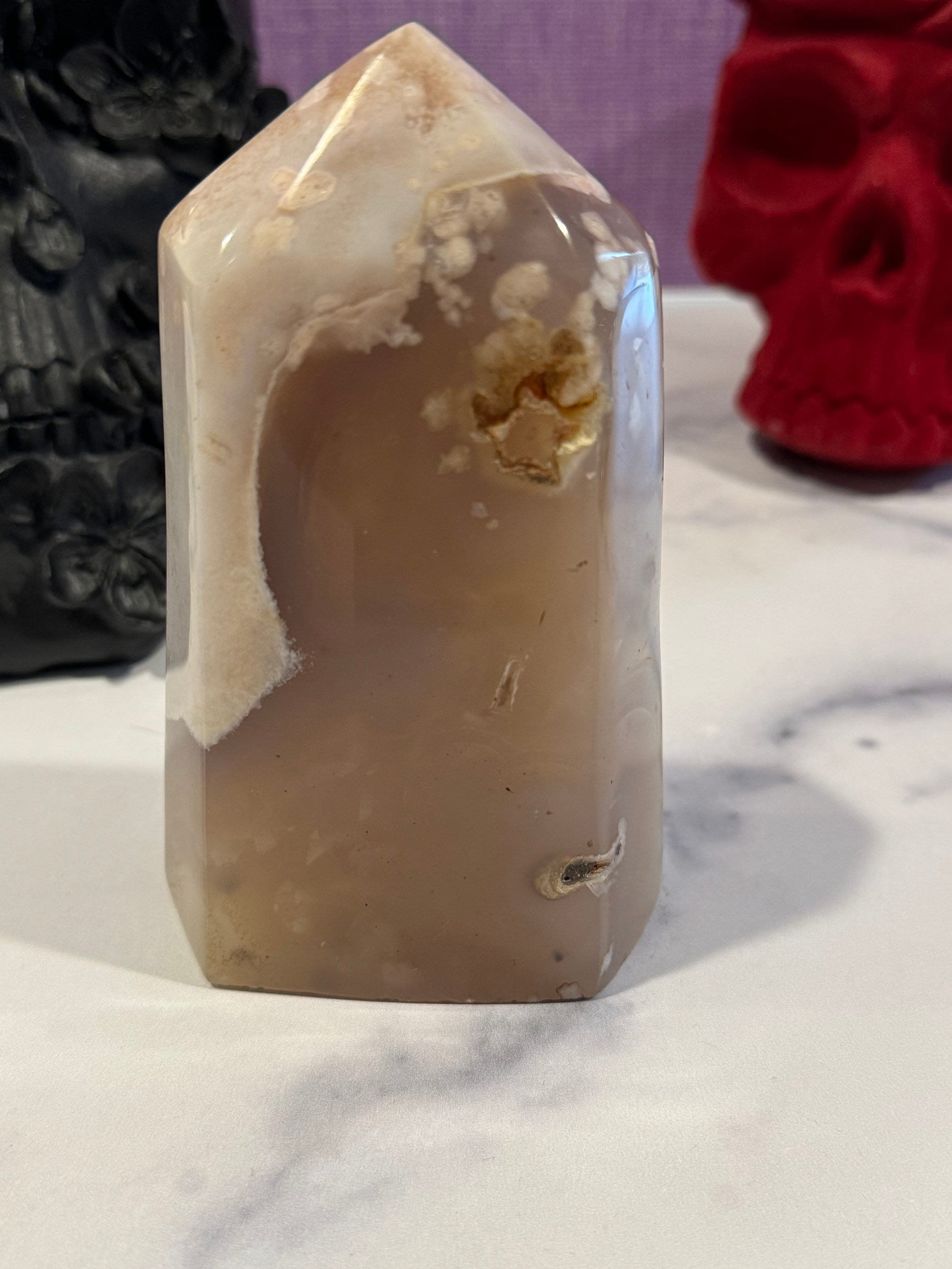 XL Pink Amethyst Flower Agate Crystal Tower • Brazilian Druzy Point, Polished Mineral Specimen 5