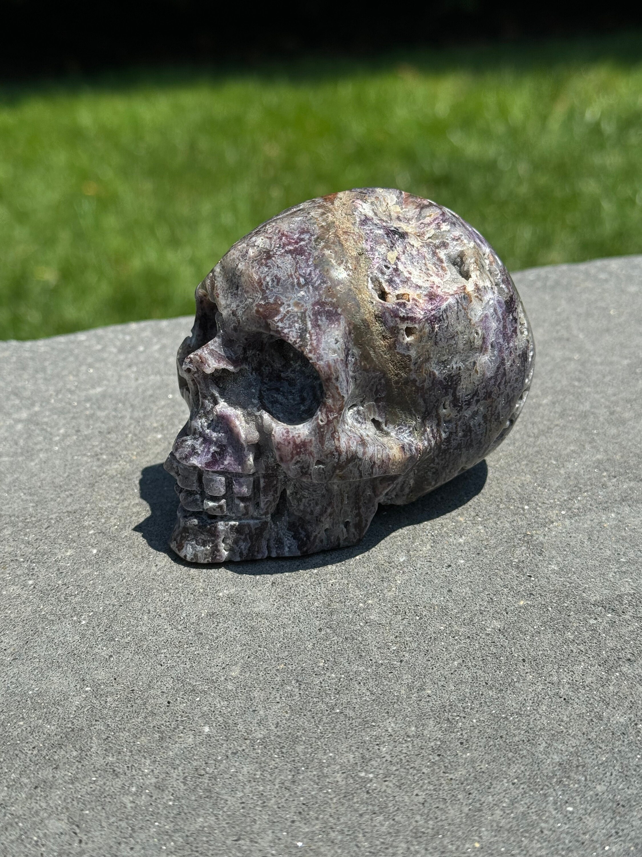 Purple Sphalerite Druzy Crystal Skull • Hand Carved Gemstone Spiritual Decor 4