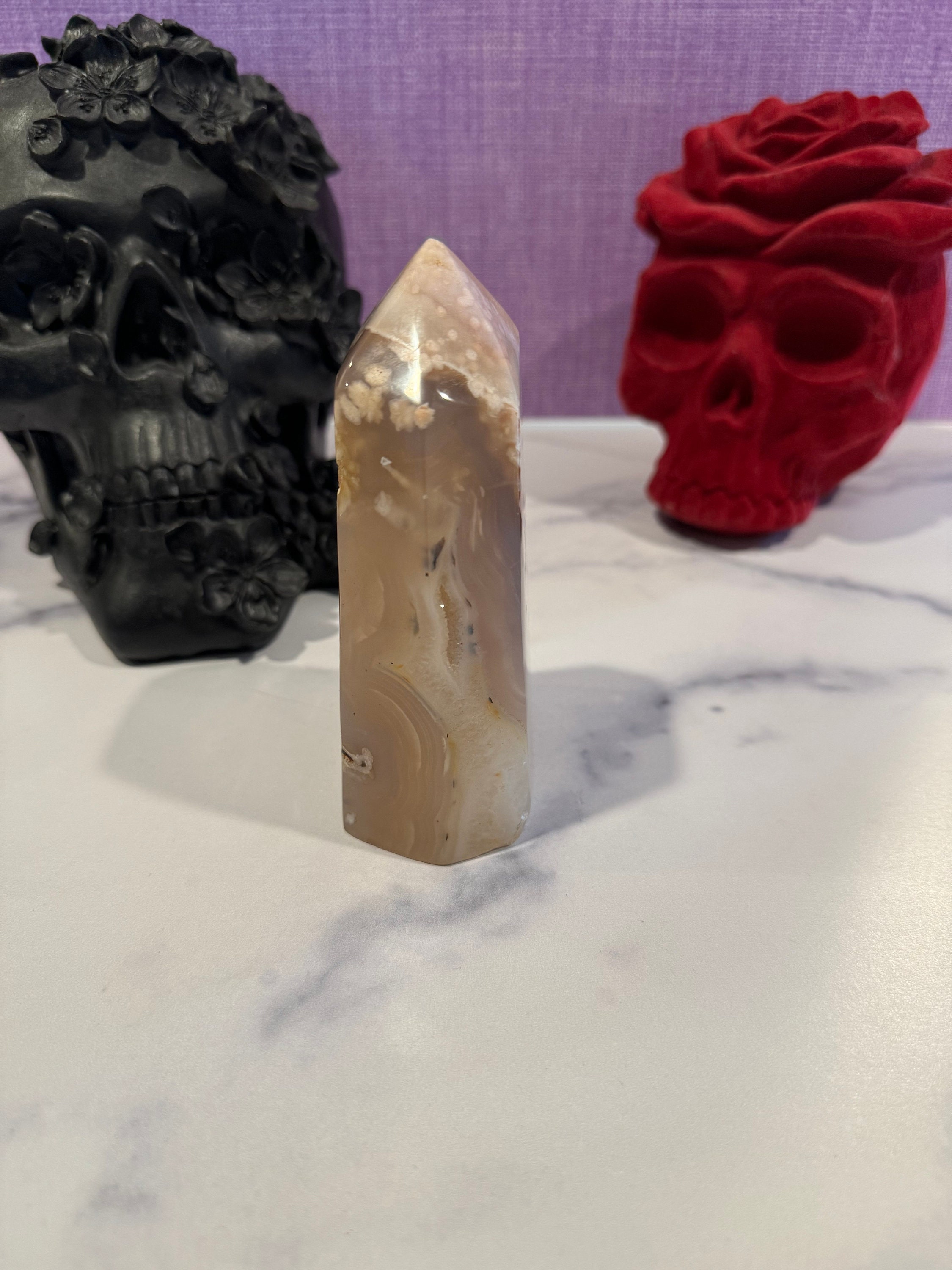 XL Pink Amethyst Flower Agate Crystal Tower • Brazilian Druzy Point, Polished Mineral Specimen 6