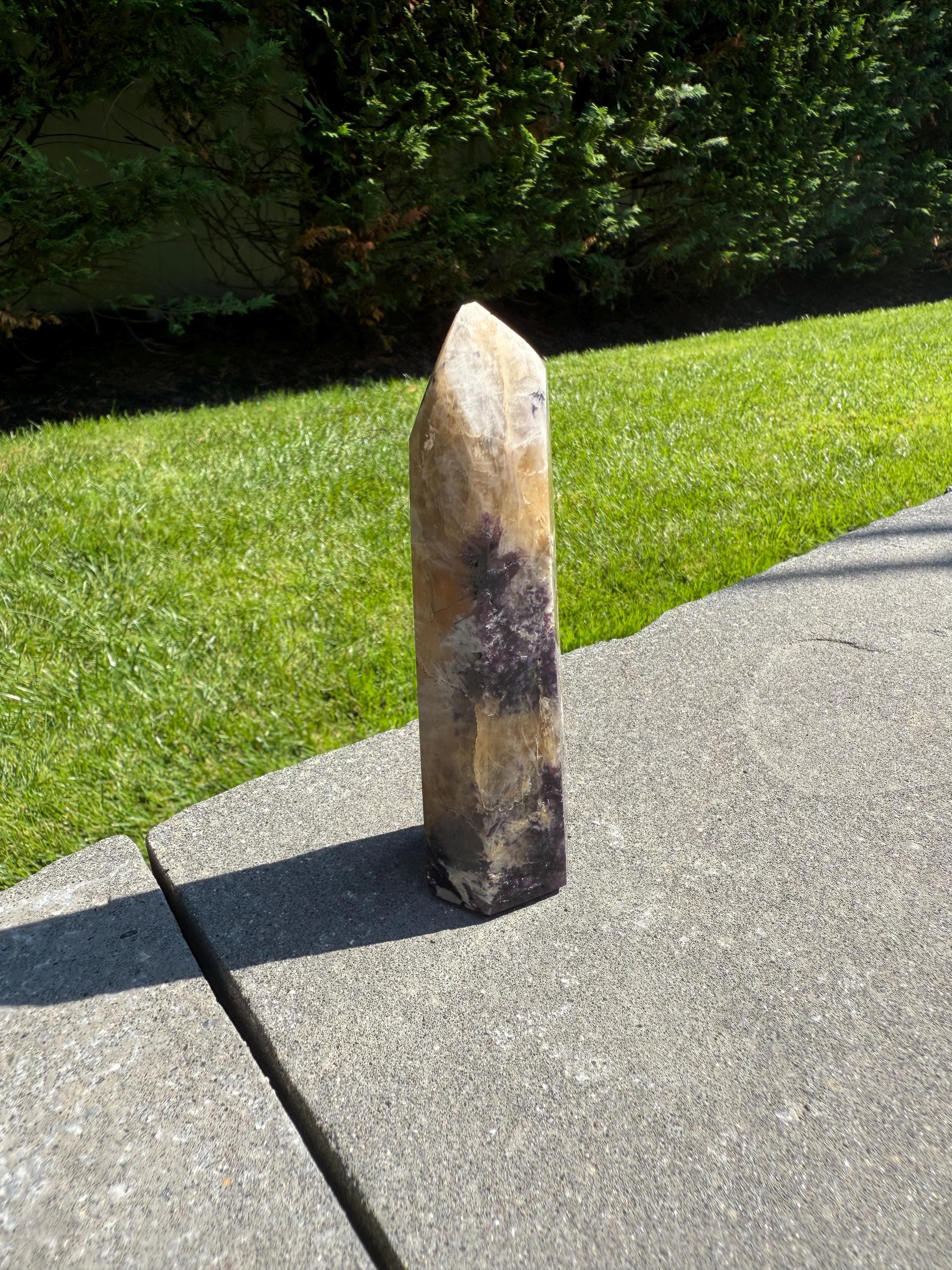 Citrine, Lepidolite & Pink Tourmaline Crystal Tower • Brazil • Rare Gemstone Point • Healing Crystal Decor 9